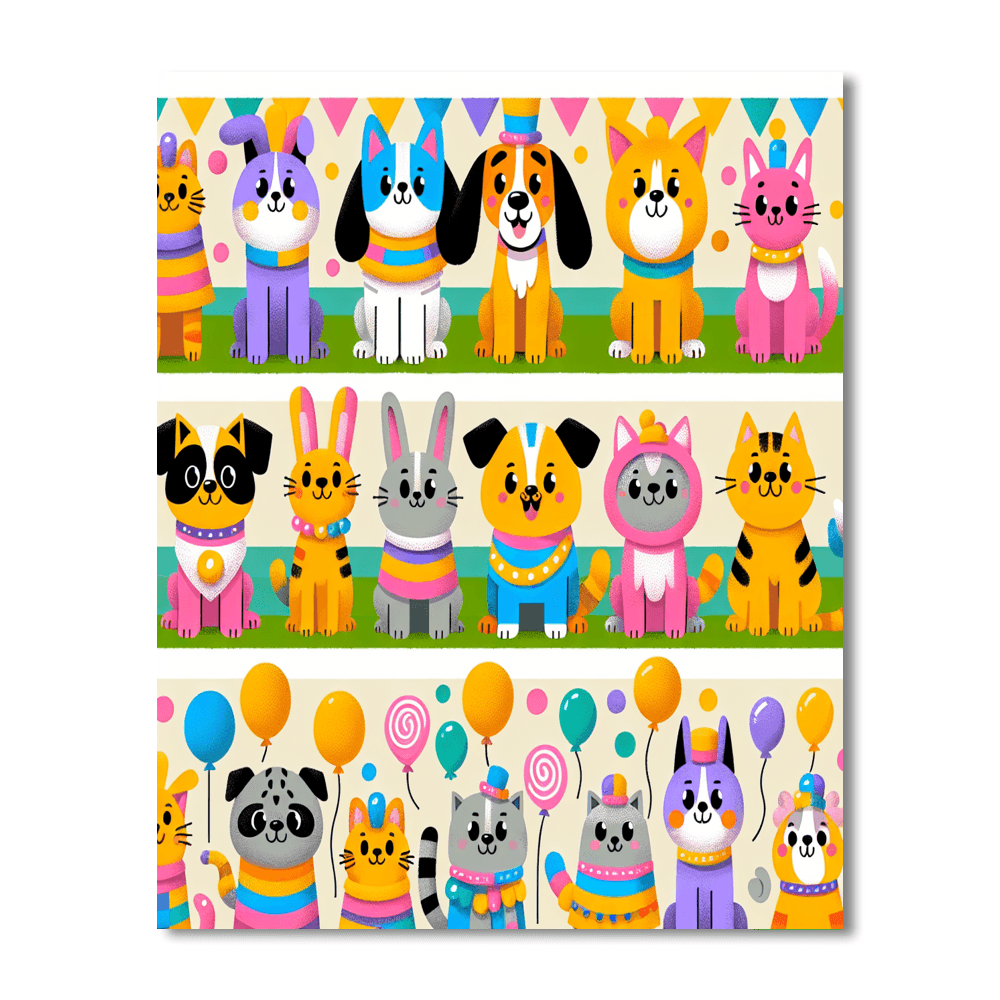 Colorful Pet Parade Painting By Numbers Kit