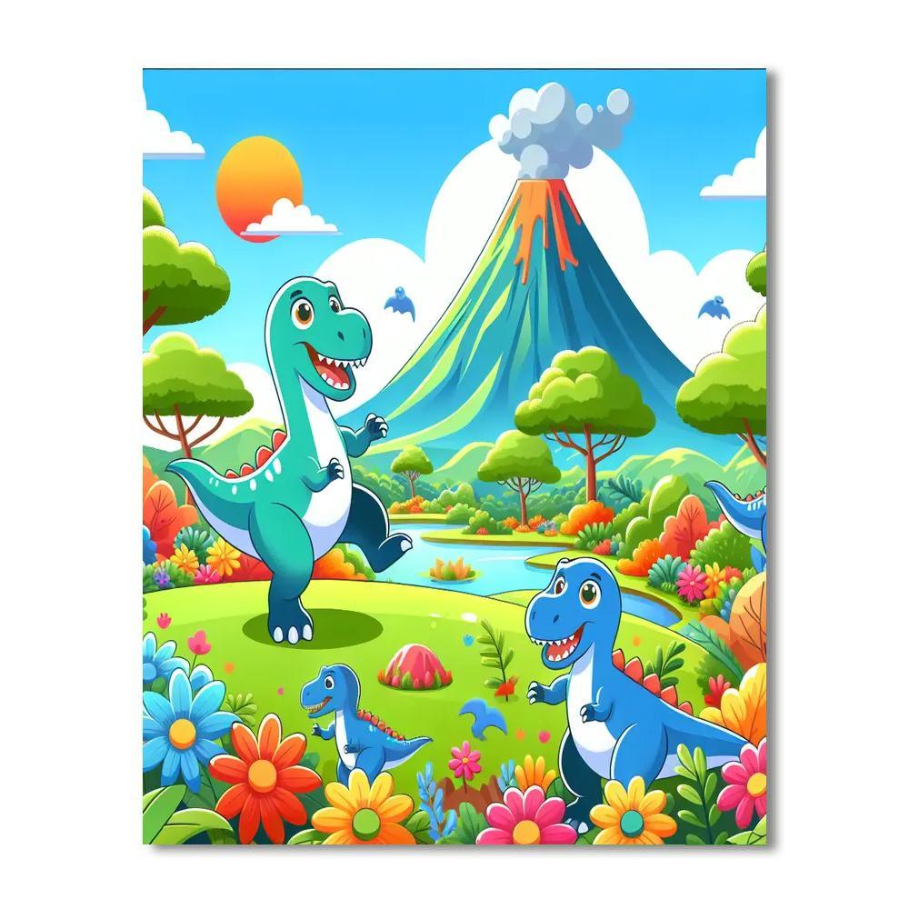 Colorful Dino Days Paint By Numbers