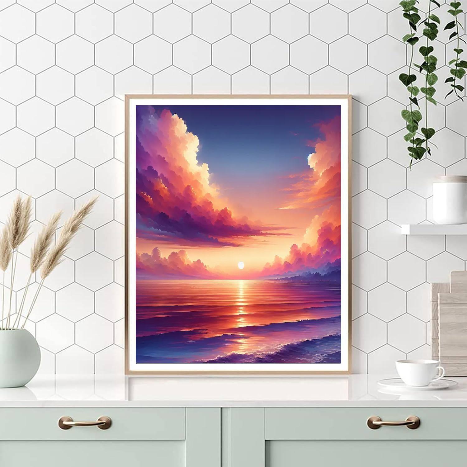 Radiant Ocean Sunset Numbered Painting Kits