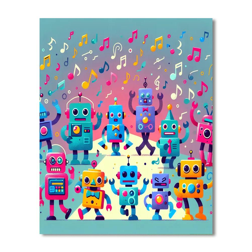 Silly Robot Dance Party Paint By Number