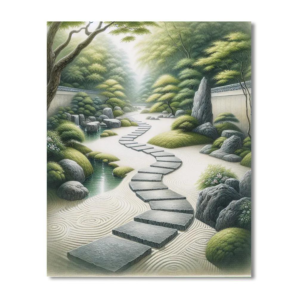 Tranquil Japanese Zen Garden Numbered Painting Kits