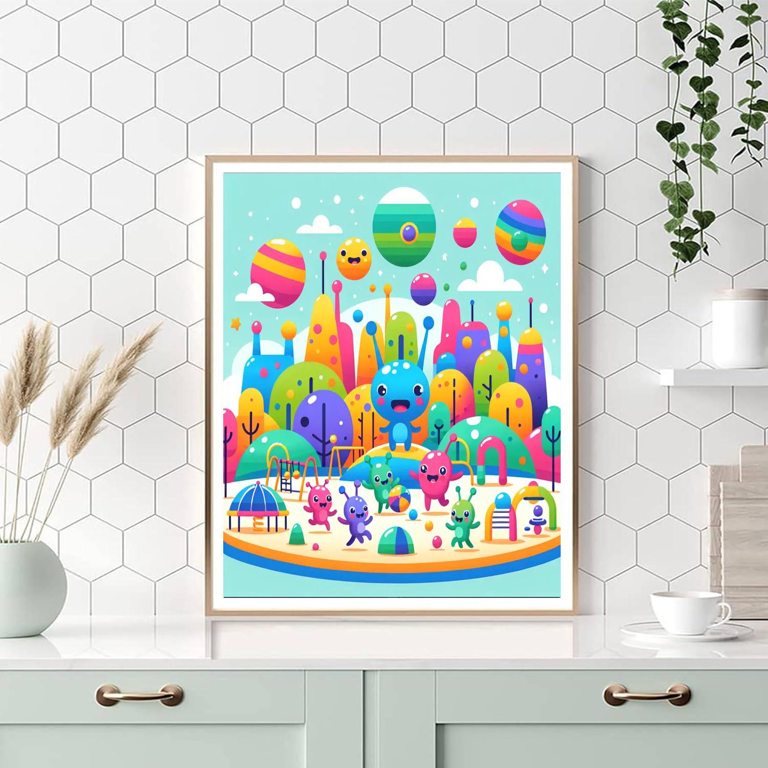 Playful Space Creatures Painting Number Kit