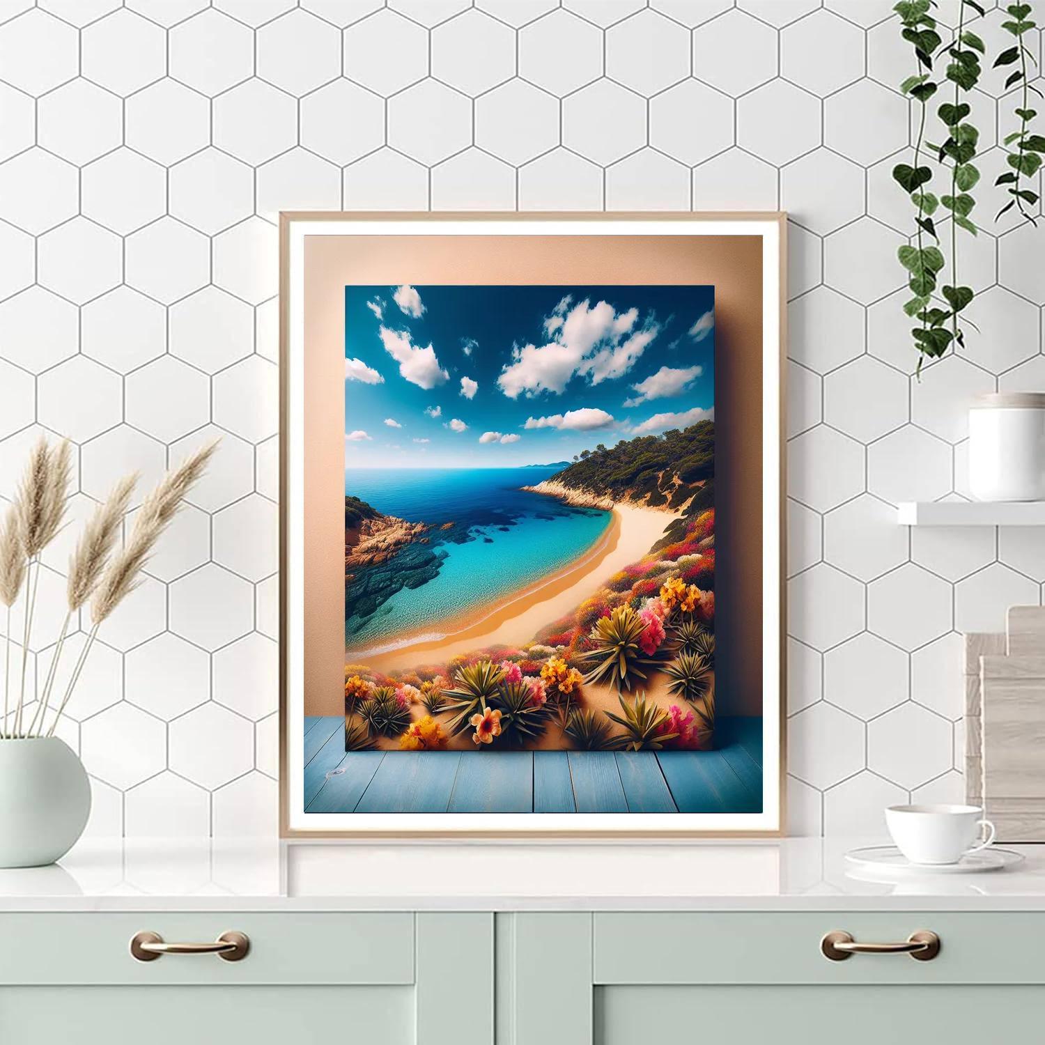 Mediterranean Coastline Bliss Number Painting