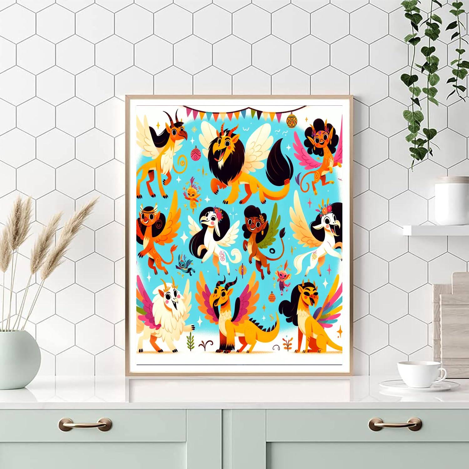 Fantasy Fauna Fiesta Paint By Numbers Art