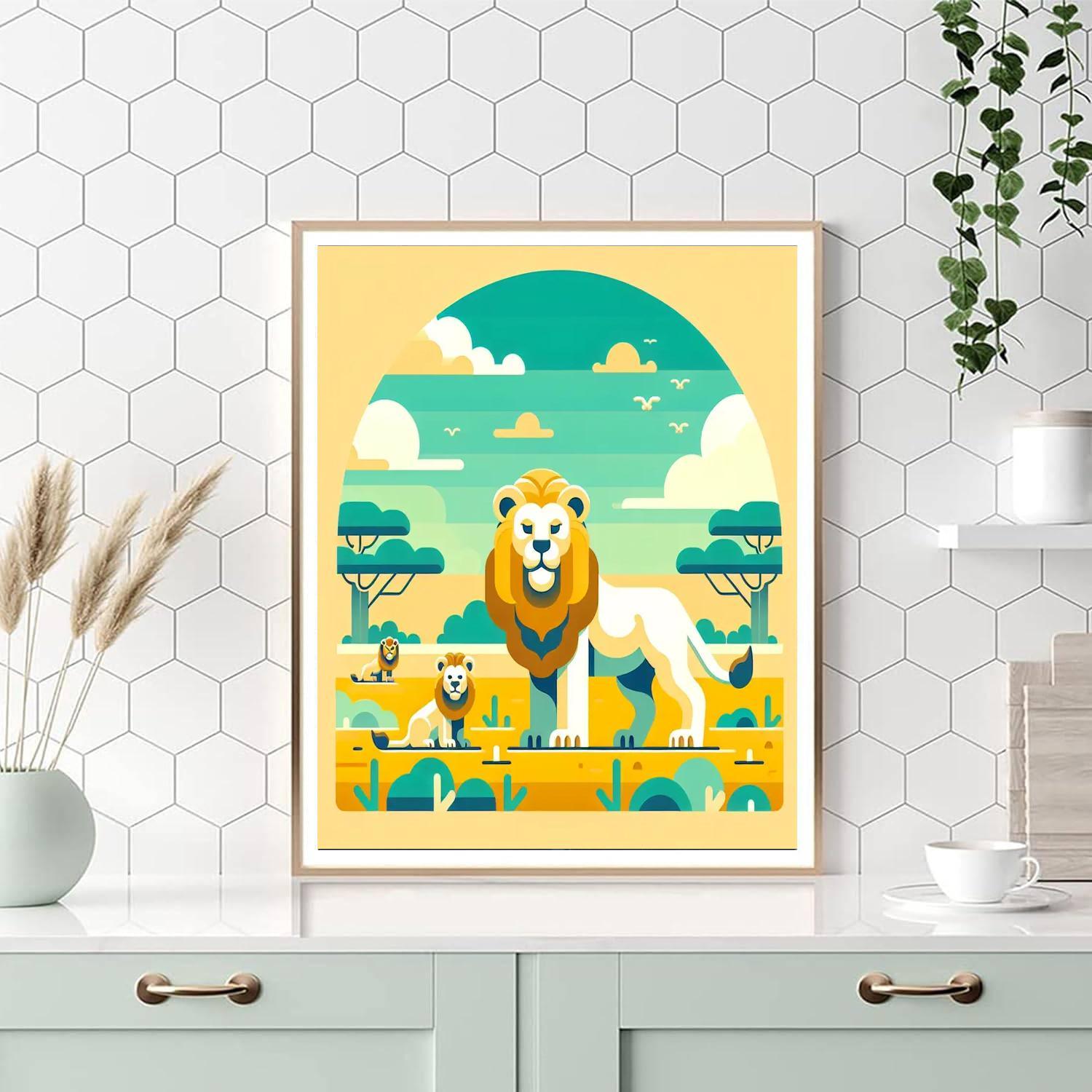 Majestic Safari Lions Number Painting