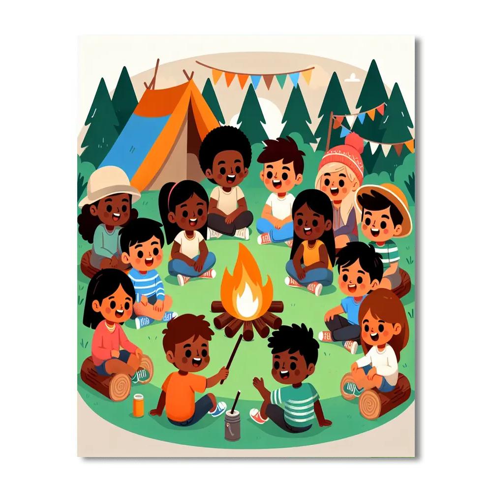 Cozy Campfire Gathering Painting Number Kit