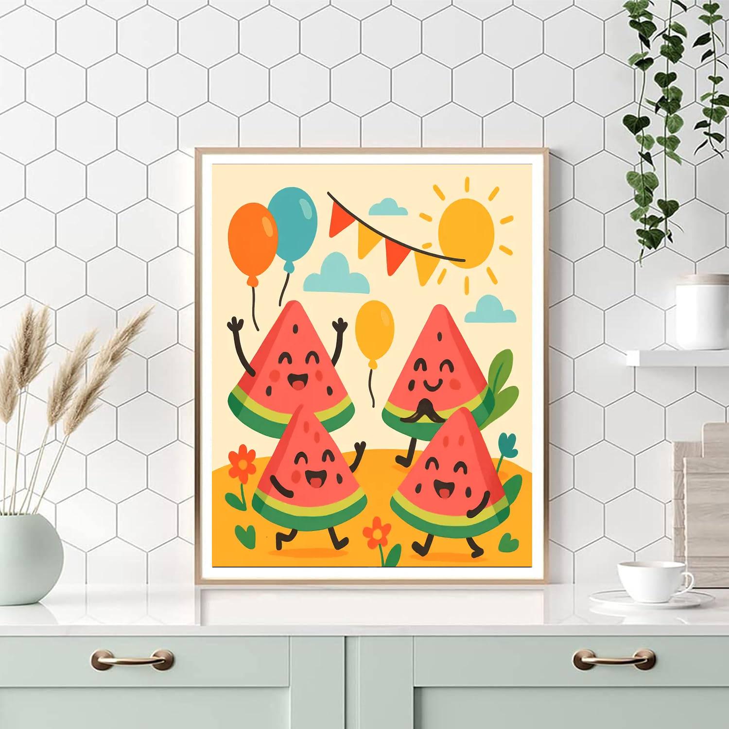 Whimsical Watermelon Party Paint By Numbers Art
