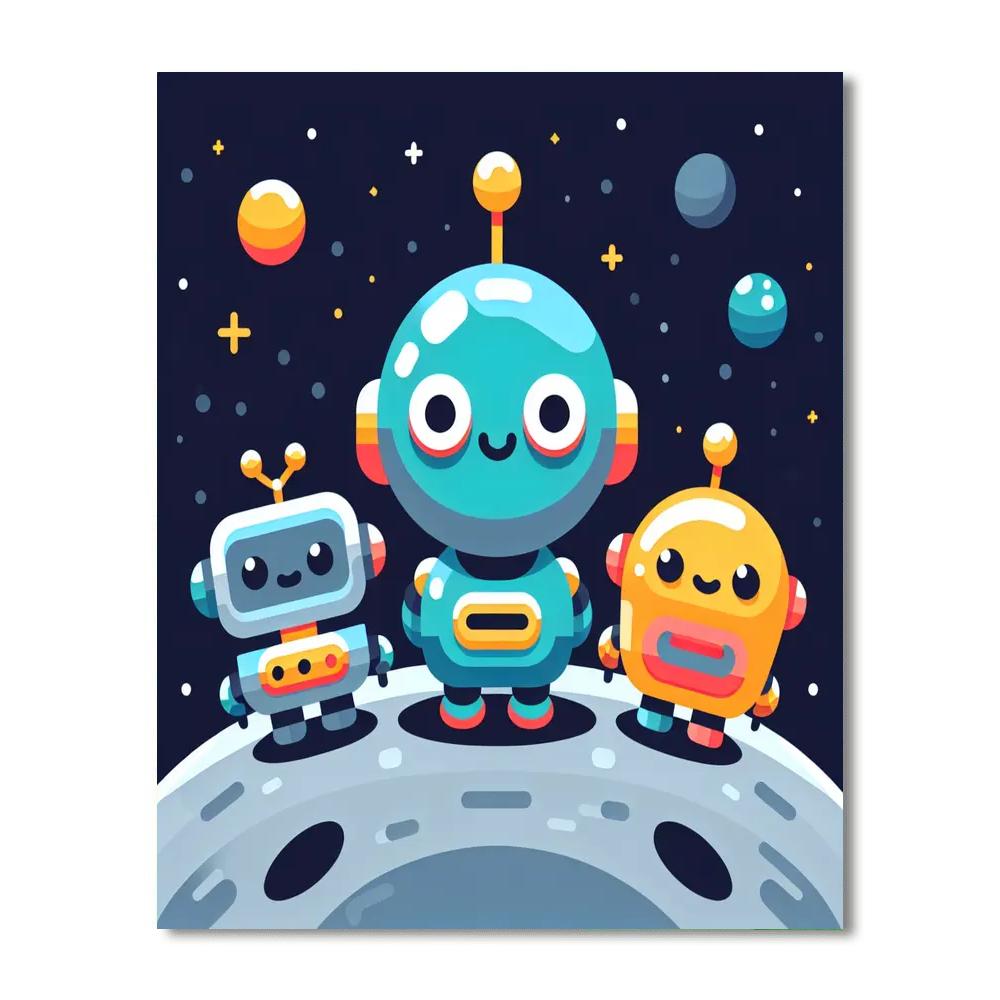 Galactic Robot Friends Paint By Numbers Art