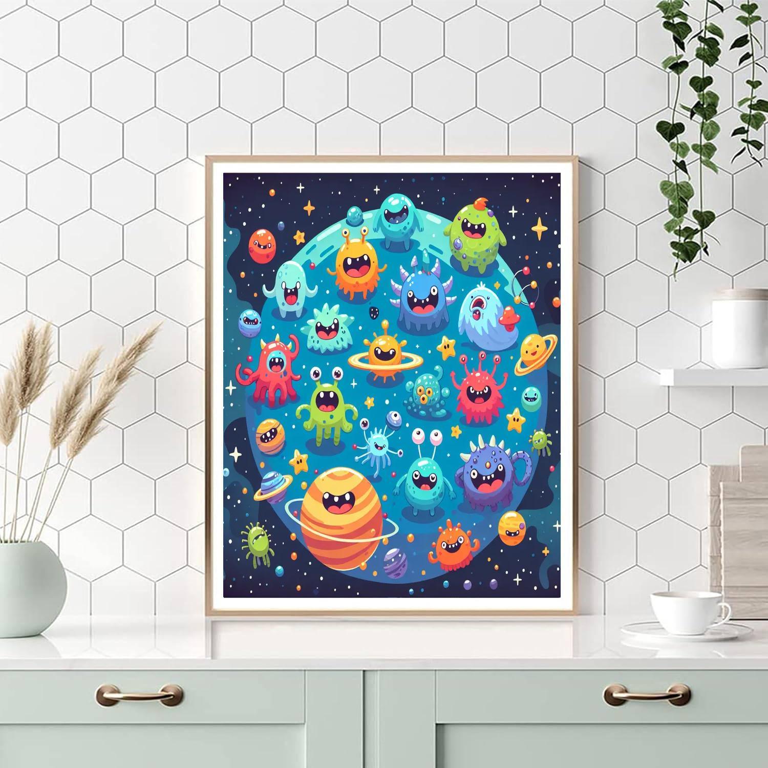 Kooky Monsters In Space Paint By Color