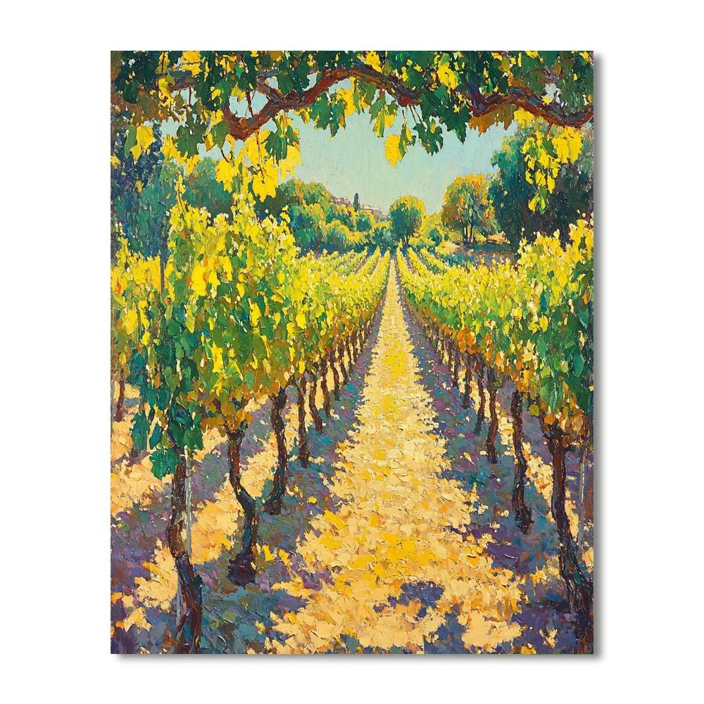 Paul Cézanne Inspired Vibrant Vineyard Scene  Paint By Numbers Art