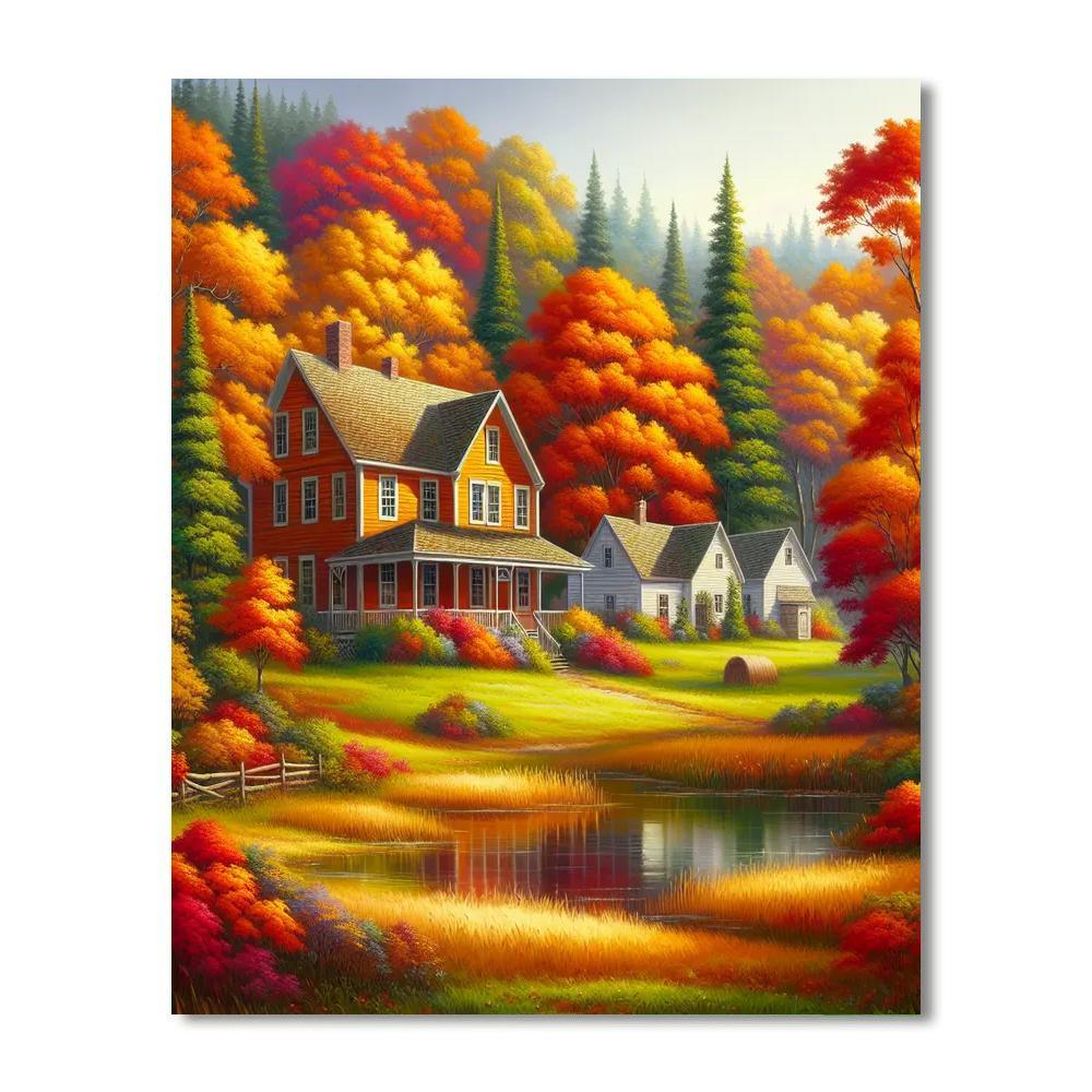 Rural Autumn Scene Painting By Numbers Kit