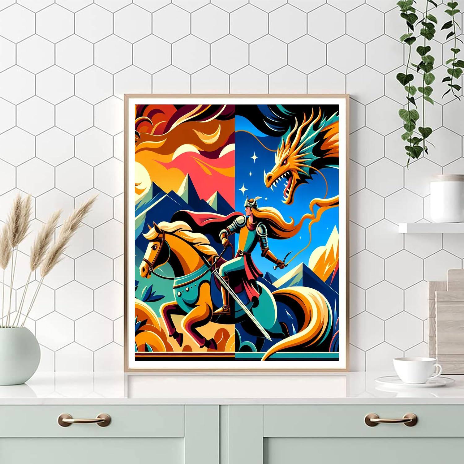 Knight's Quest For The Dragon's Treasure Painting By Numbers Kit