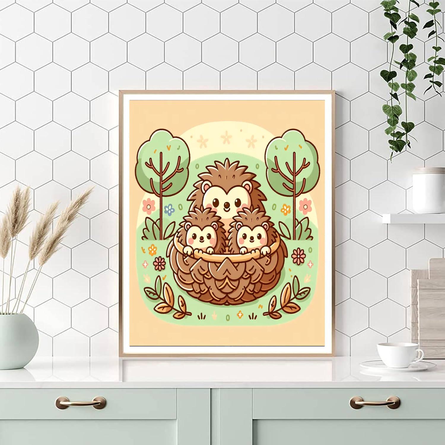 Adorable Hedgehog Family Numbered Painting Kits