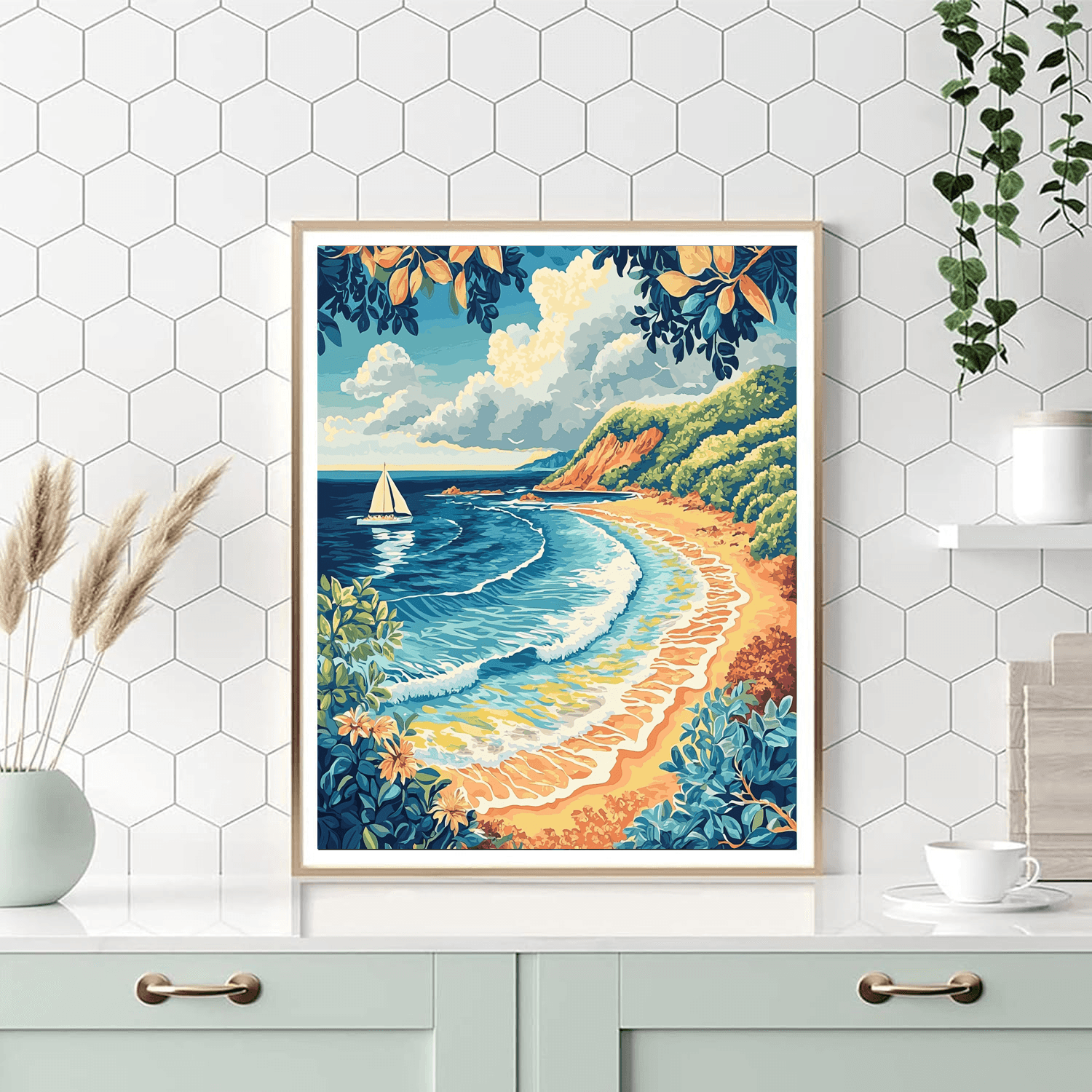Vintage Travel Poster Style Inspired Retro Ocean Adventure  Paint By Numbers Kits
