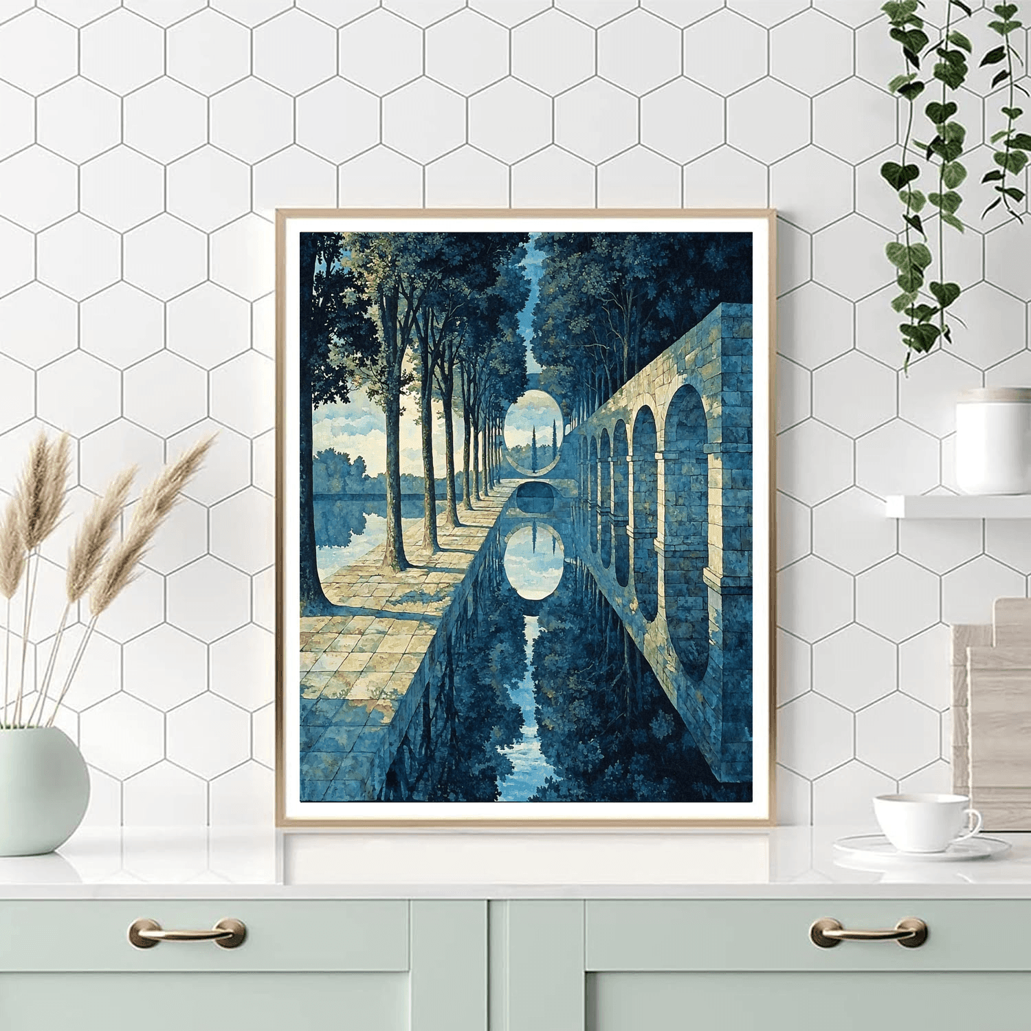 René Magritte Inspired Distant Dreamscape  Paint By Numbers Art