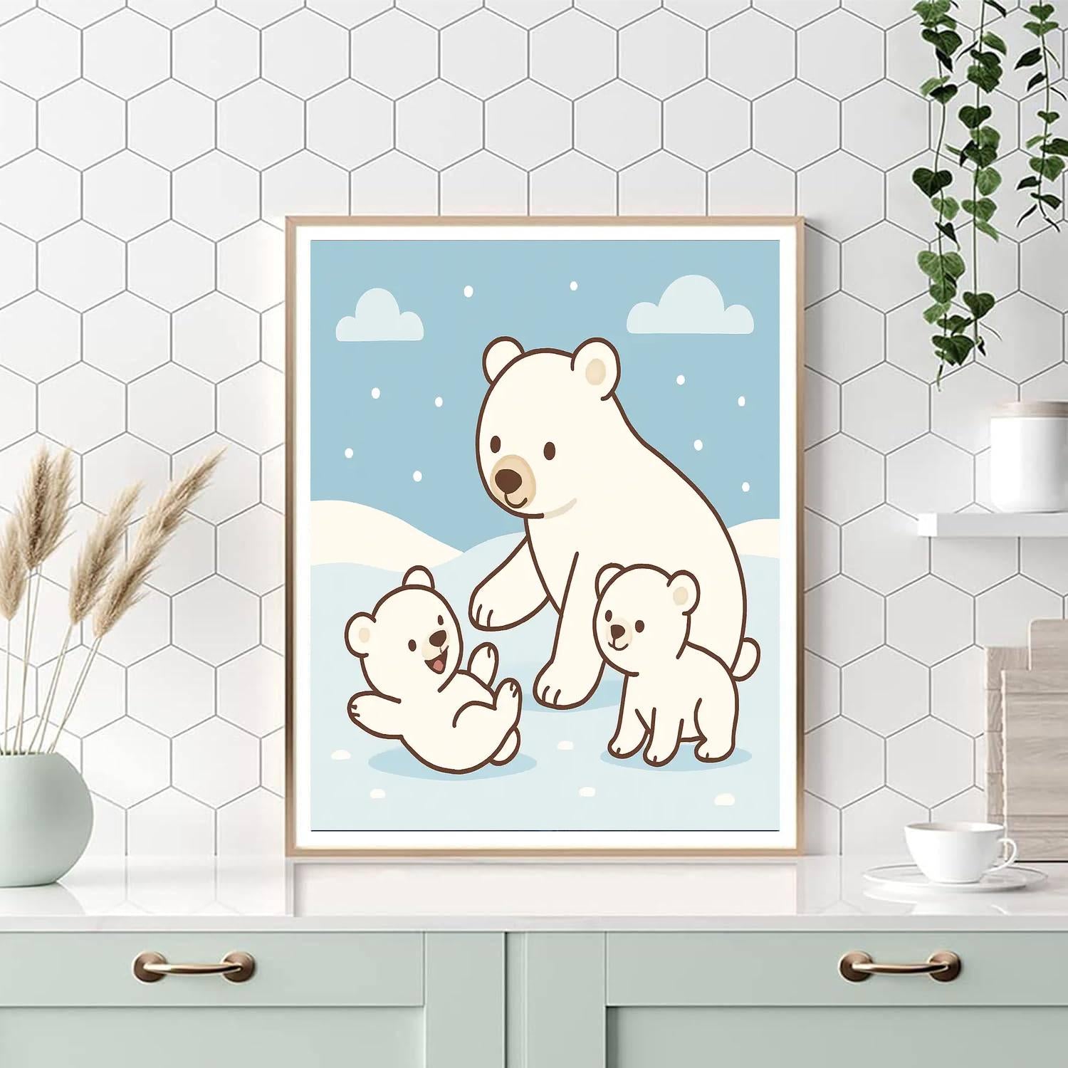 Polar Bear Family DIY Paint By Numbers
