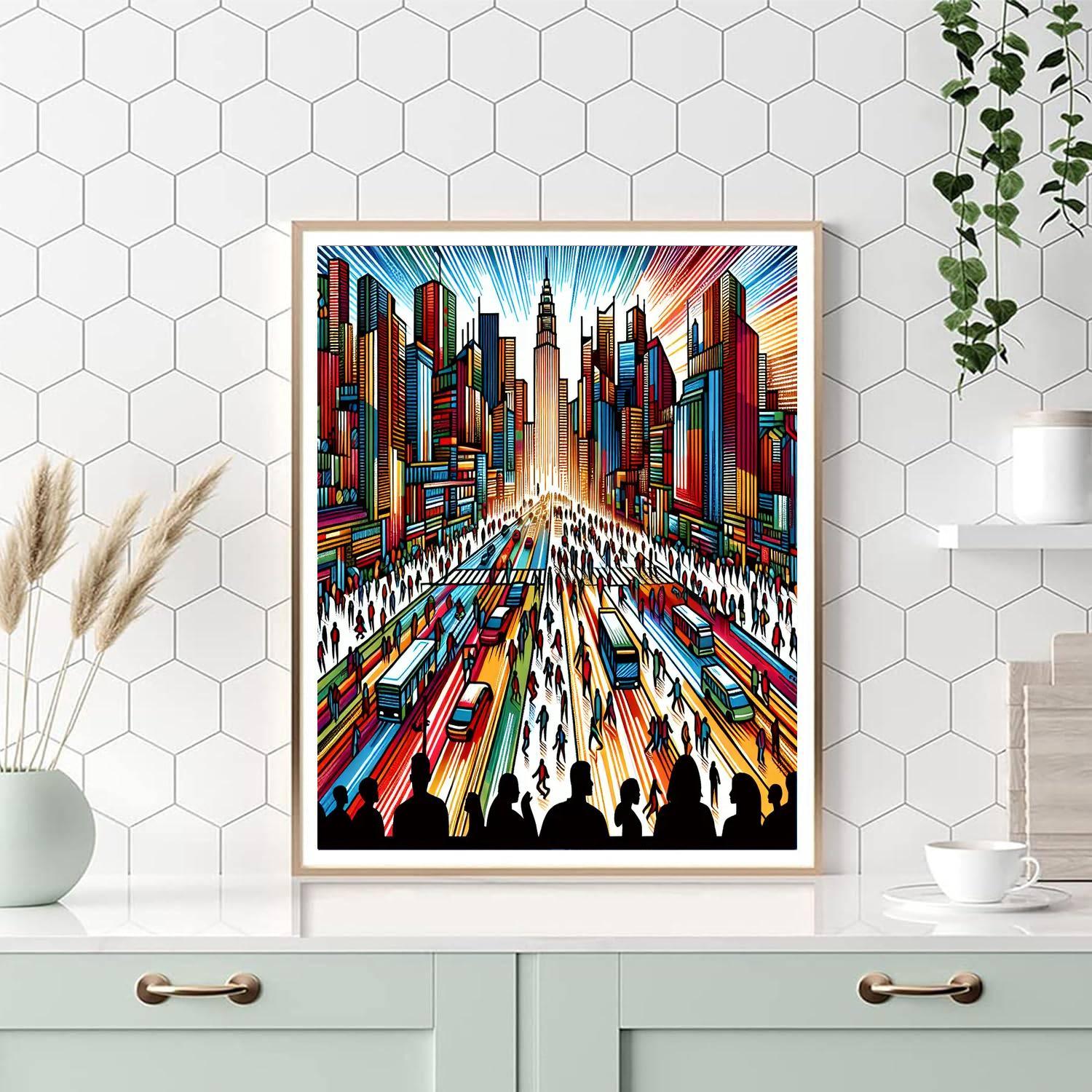 Vibrant City Pulse Painting Number Kit