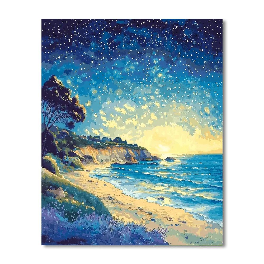 Georges Seurat Inspired Serenity Of Starry Shores  Numbered Painting Kits