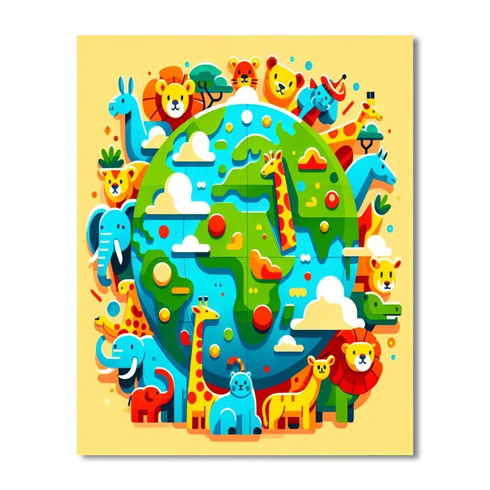 World Safari Adventure Paint By Numbers Art