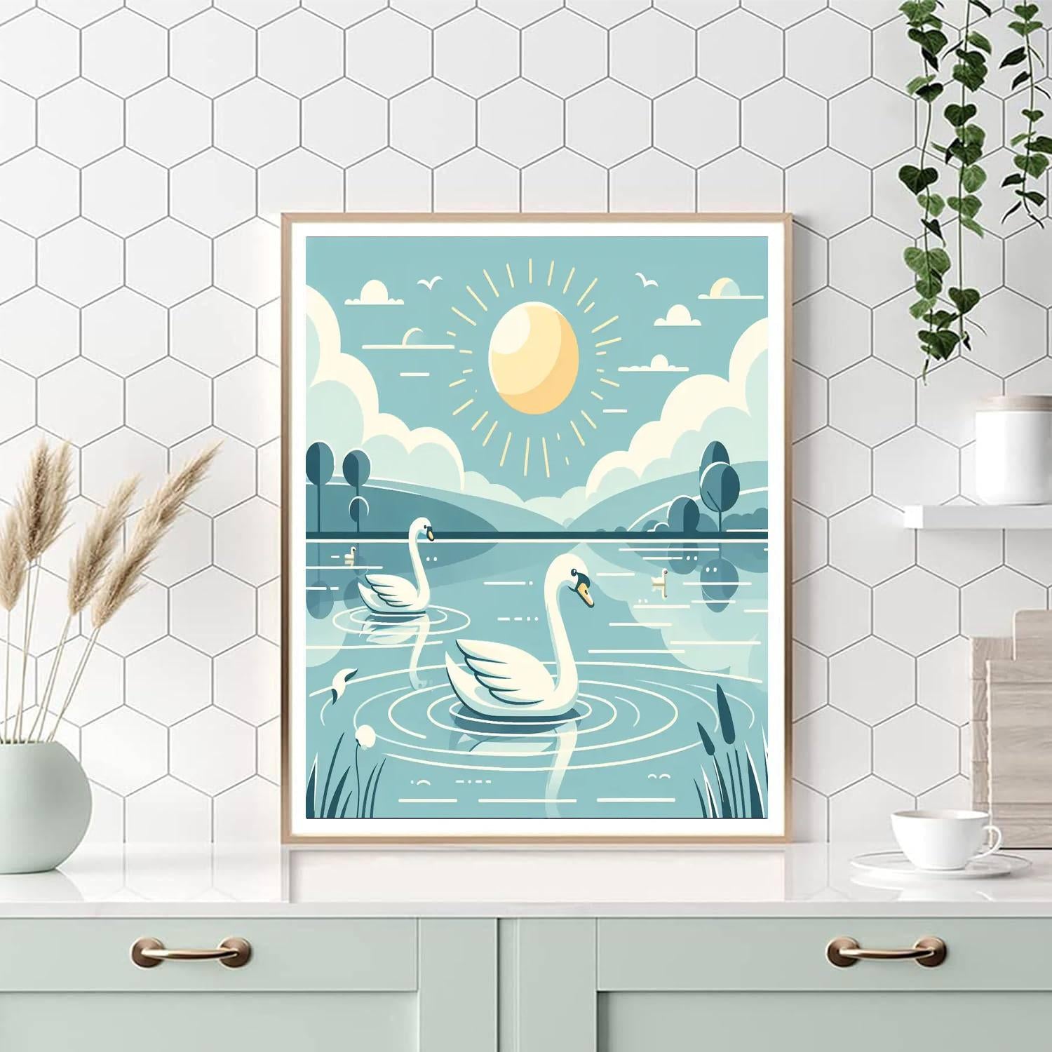 Majestic Swan Lake Paint By Numbers Art