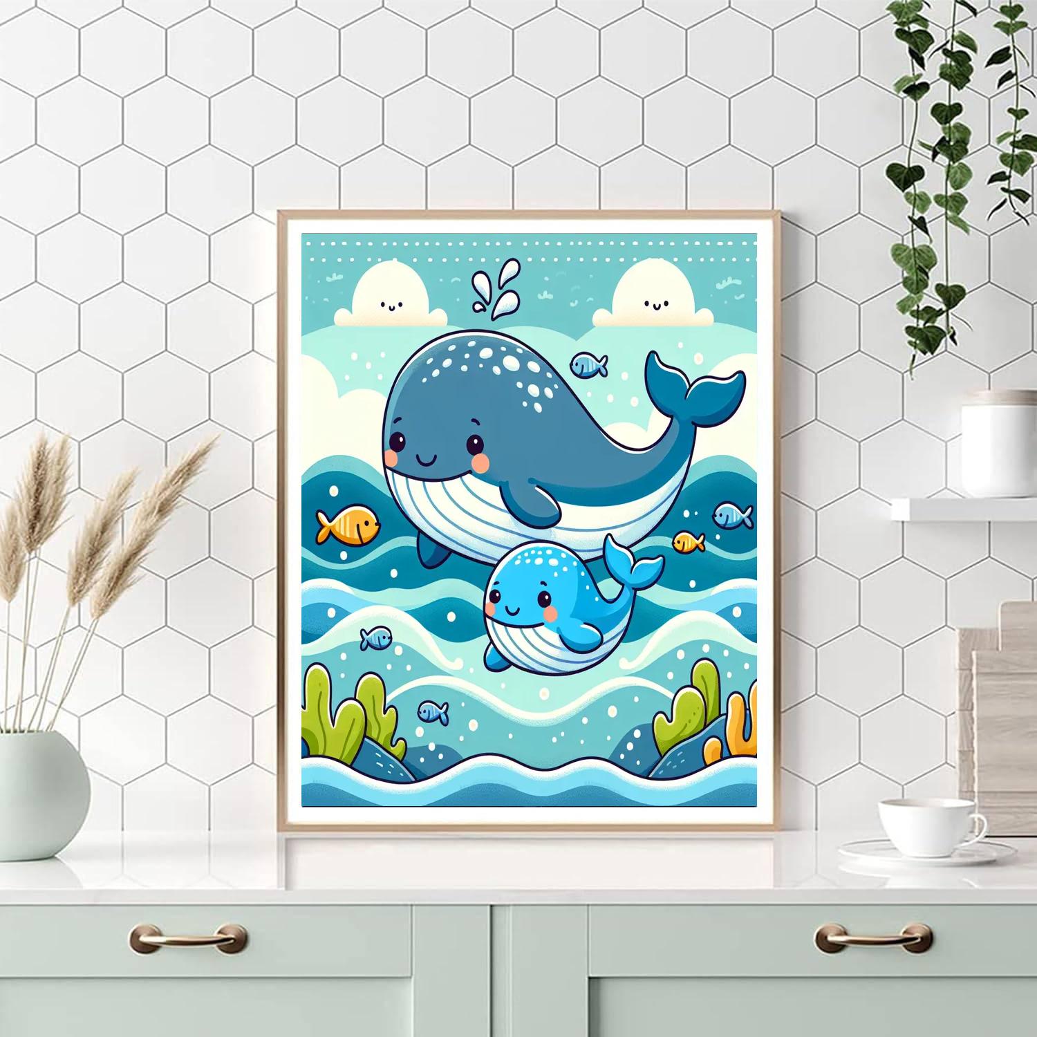 Adorable Baby Whale DIY Paint By Numbers