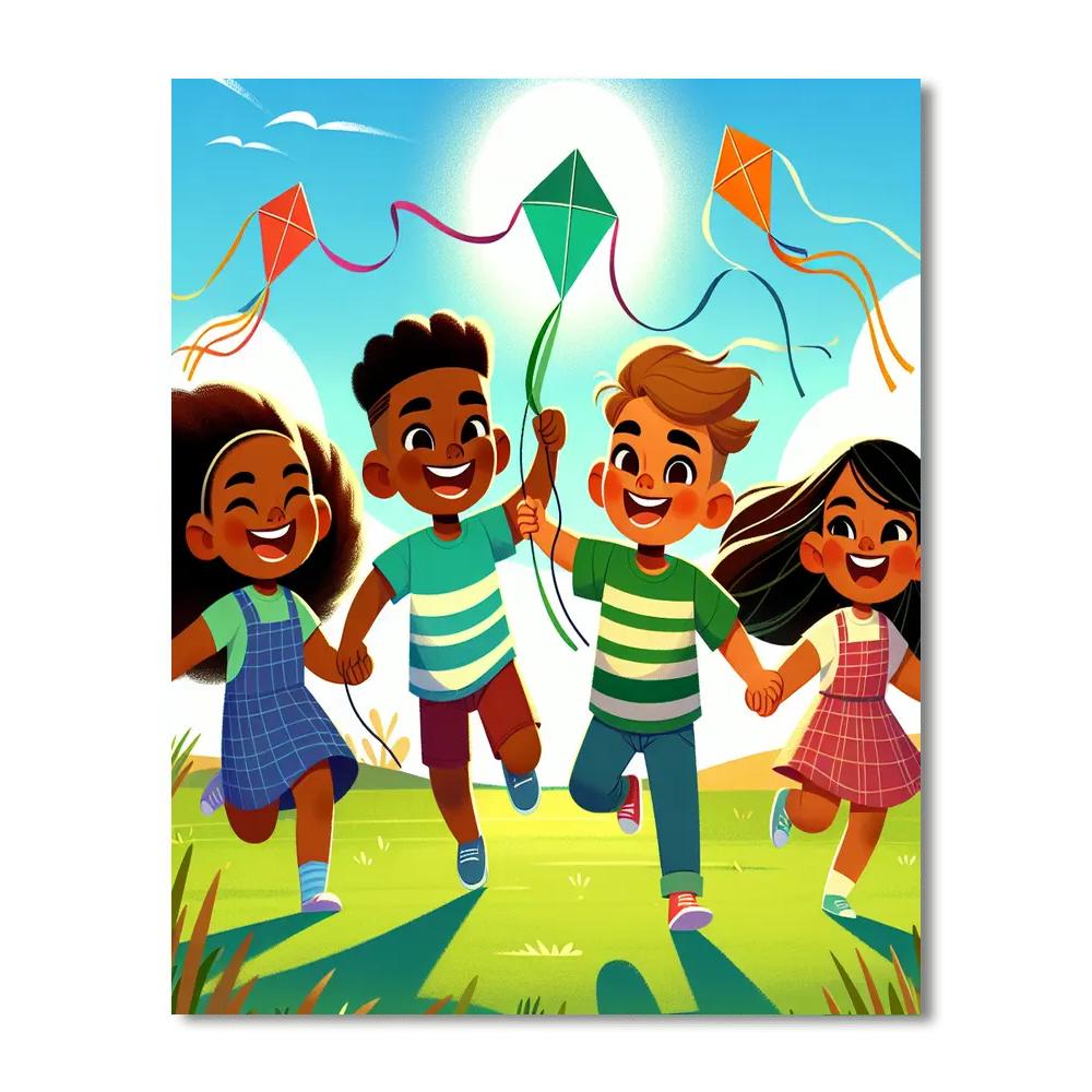 Adventures With Colorful Kites Paint By Numbers Art