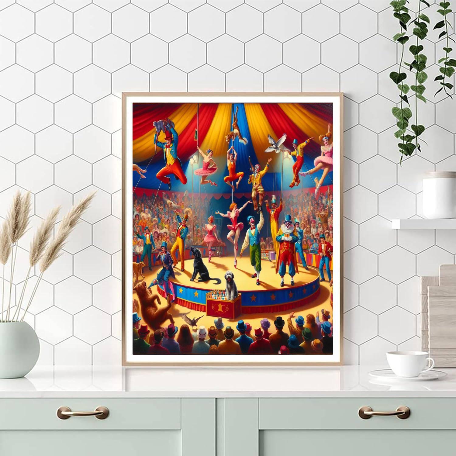 Lively Circus Performance Paint By Numbers Art