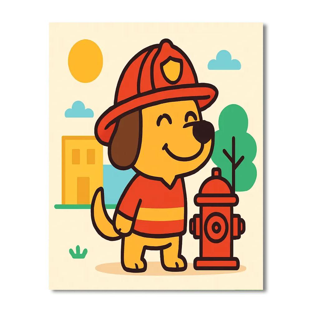 Firefighter Dog DIY Paint By Numbers