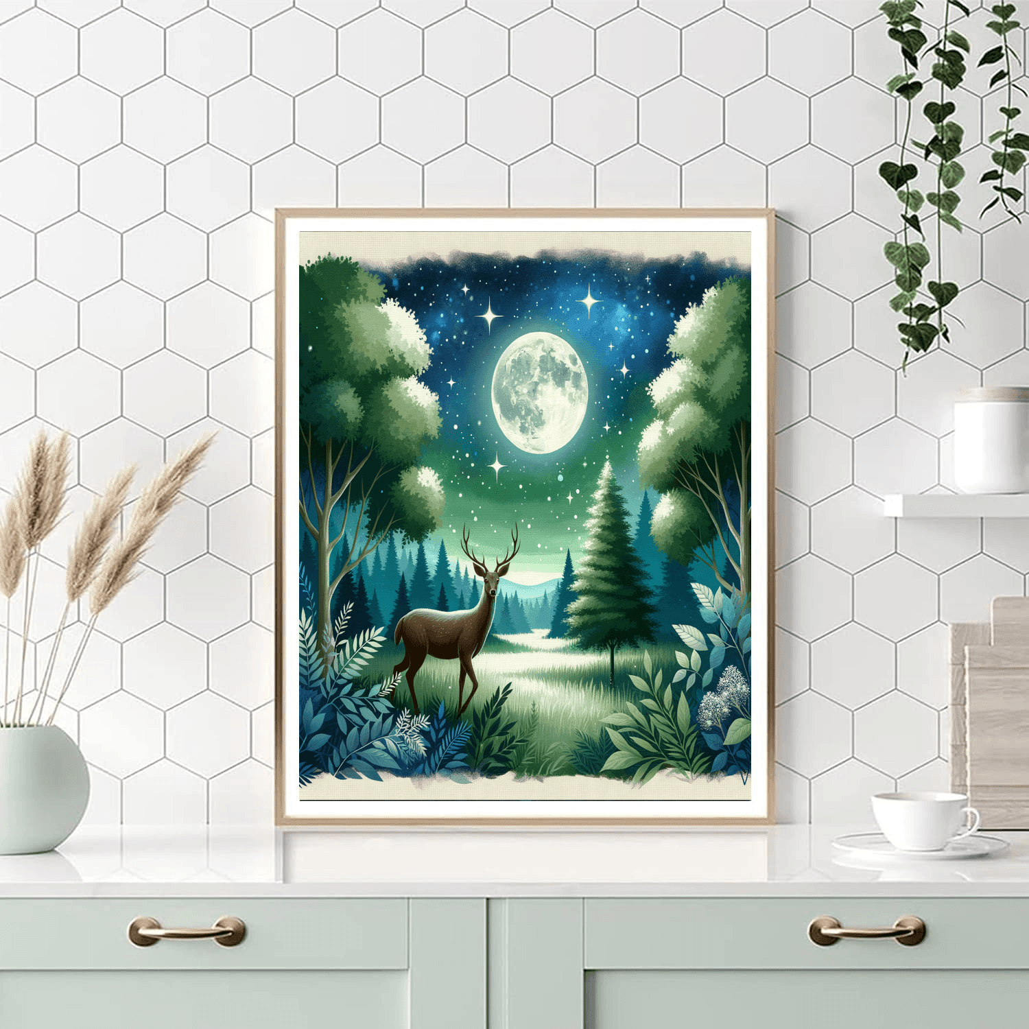 Moonlit Deer Glade Numbered Painting Kits