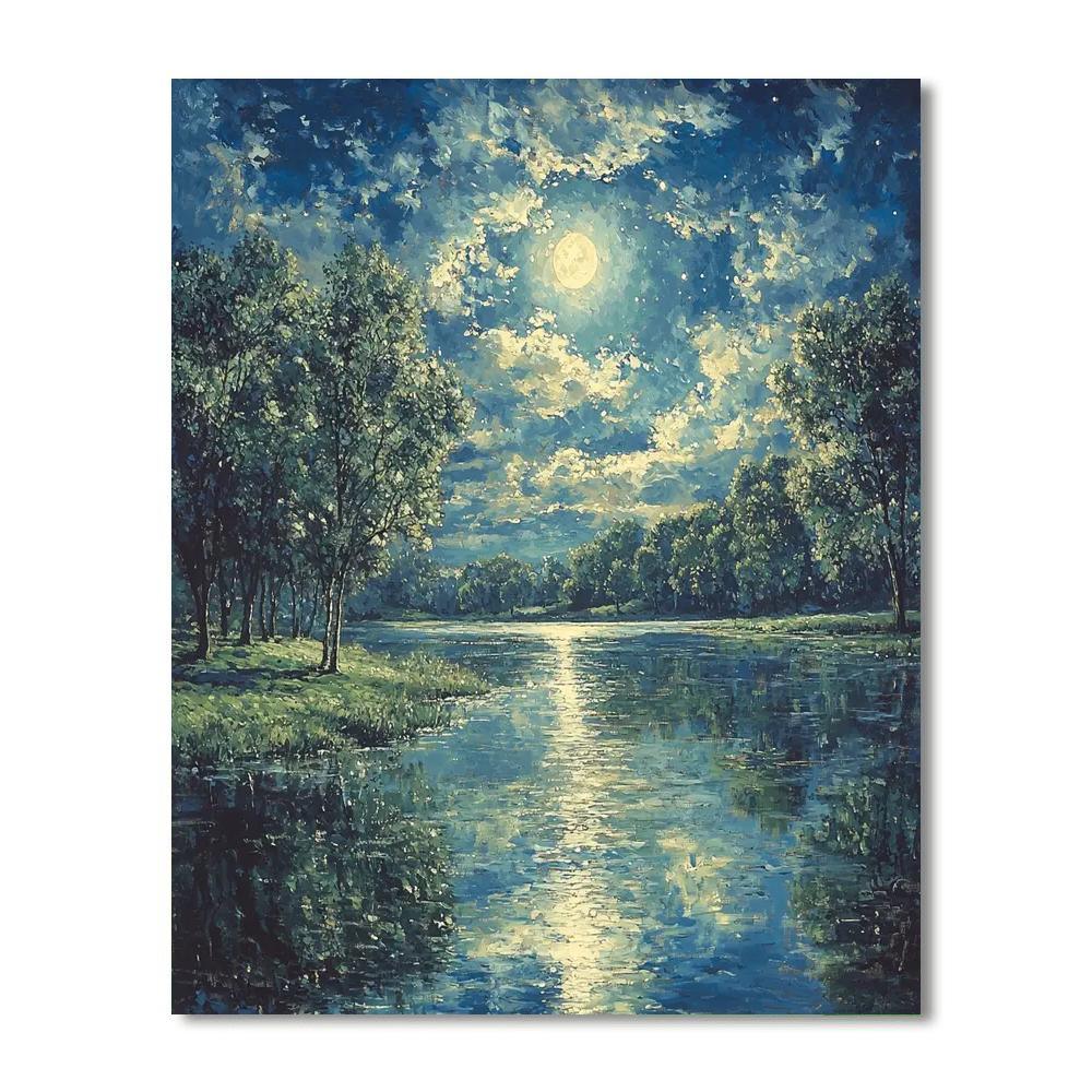John Constable Inspired Moonlit Reflection  Paint By Numbers Kits