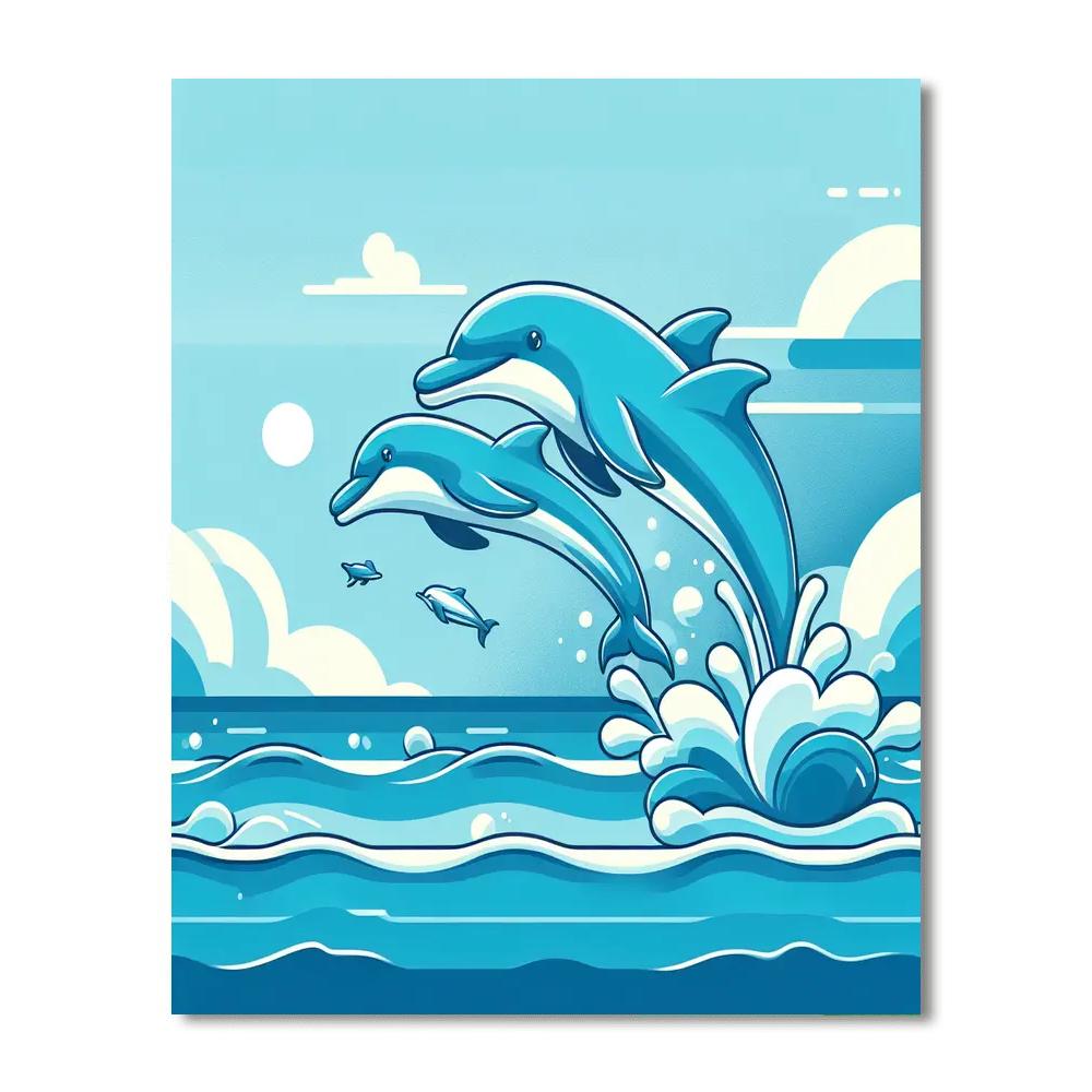Splashing Dolphins Paint By Numbers Kits