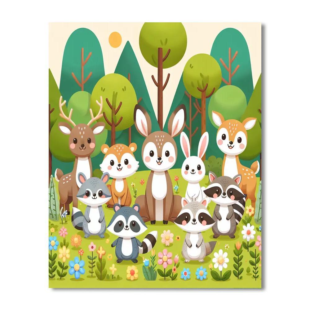Cute Forest Creatures Paint By Numbers Art