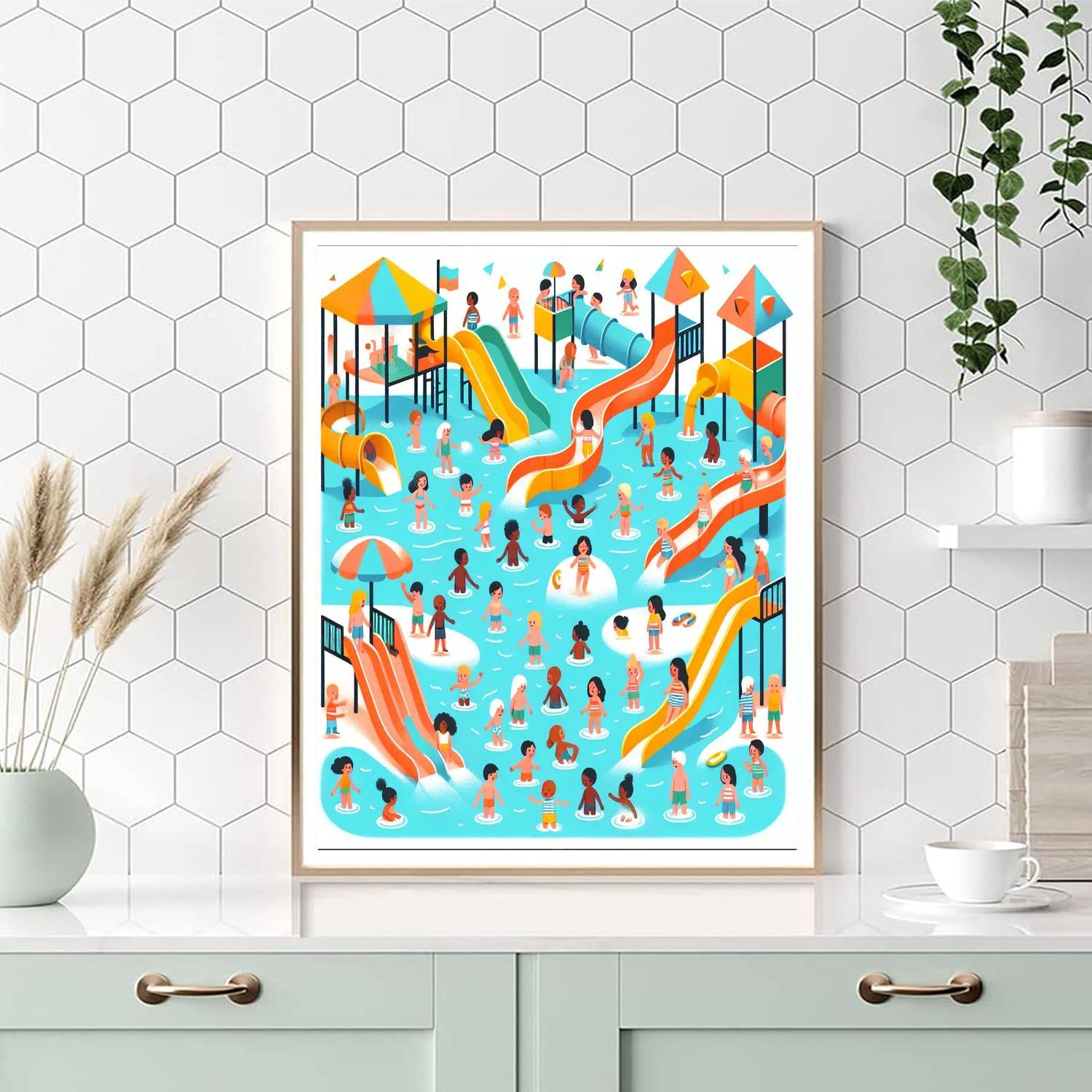 Whimsical Water Park Painting By Numbers Kit