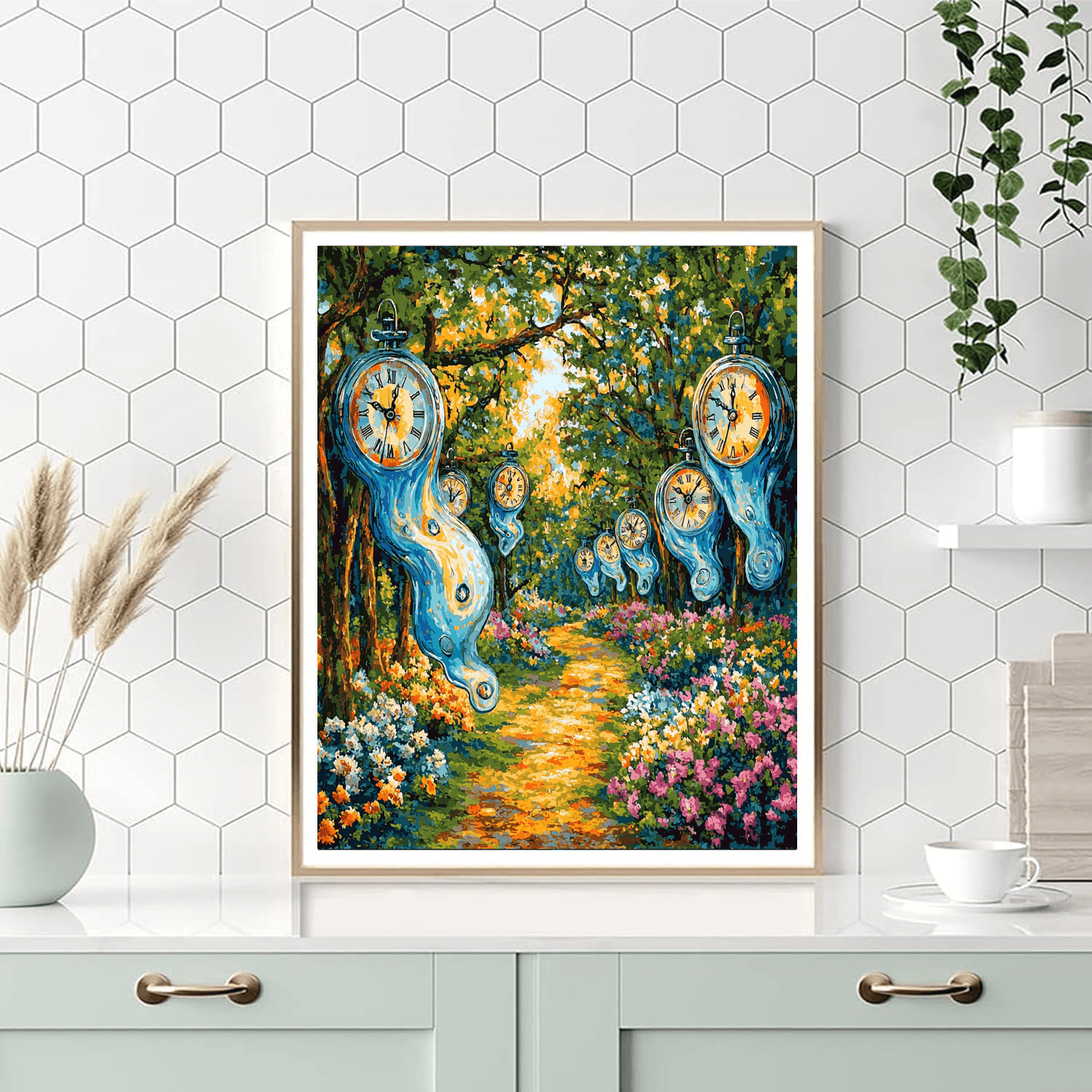 Salvador Dali Inspired Surrealist Clock Garden  Paint By Numbers Art