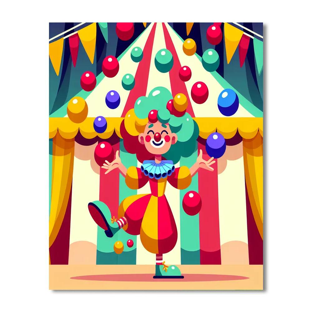 Cheerful Circus Clown Paint By Numbers Art