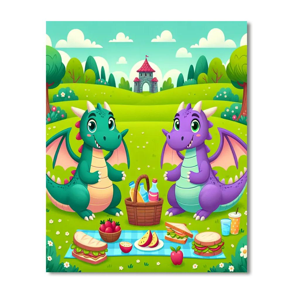 Friendly Dragon Picnic Numbered Painting Kits