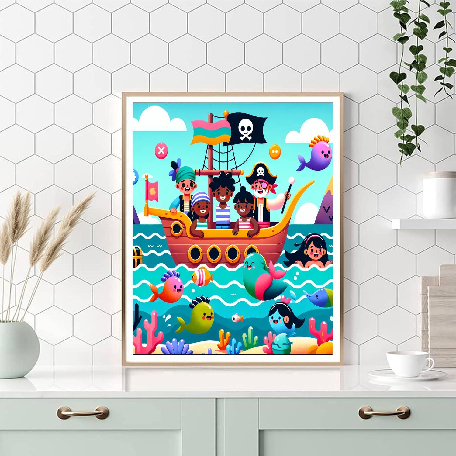 Pirates And Mermaids At Sea DIY Paint By Numbers