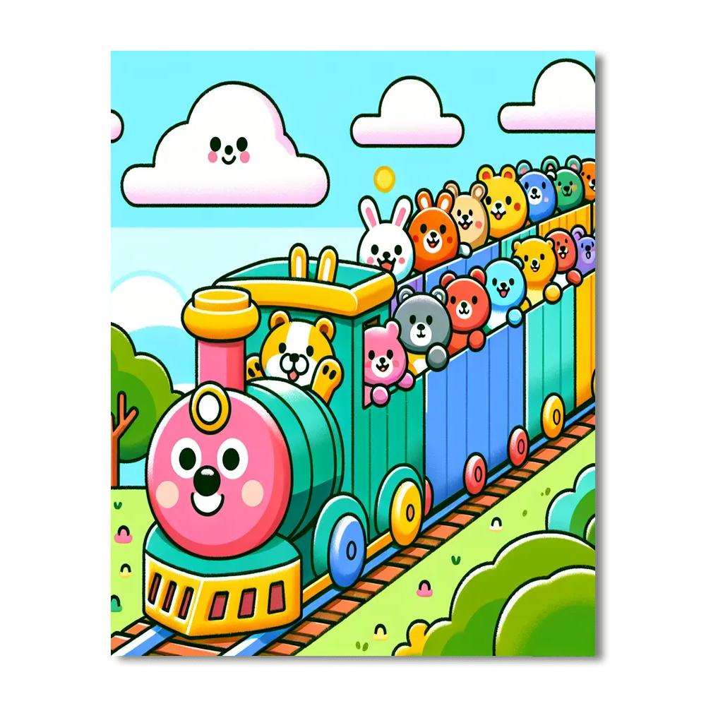 Brightly Colored Train Numbered Painting Kits