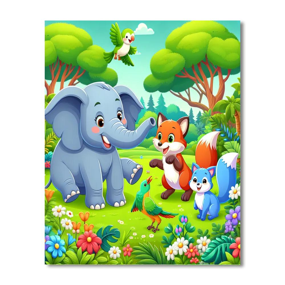 Cheerful Wildlife Encounter Number Painting