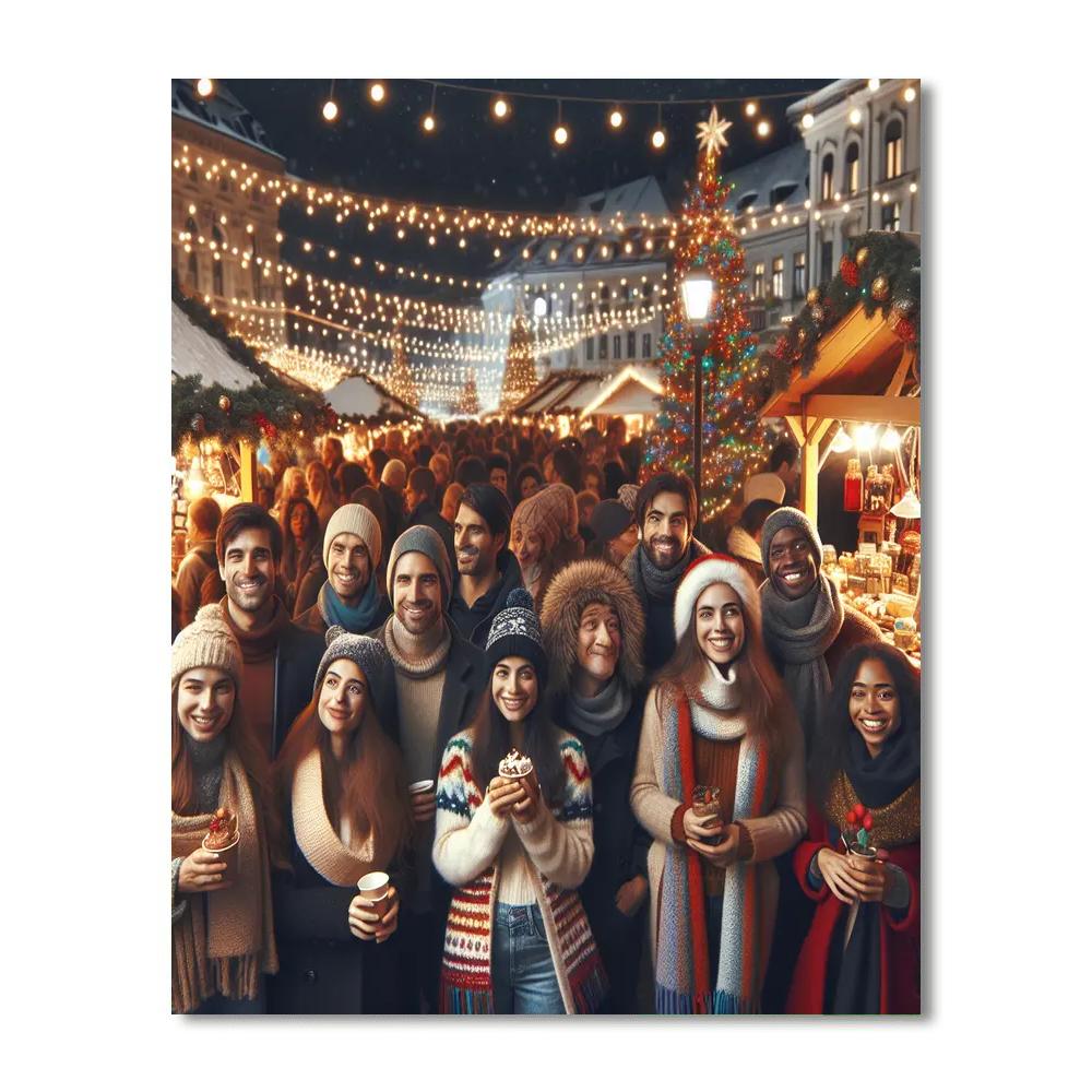Bucharest's Christmas Market - Romania Painting By Numbers Kit