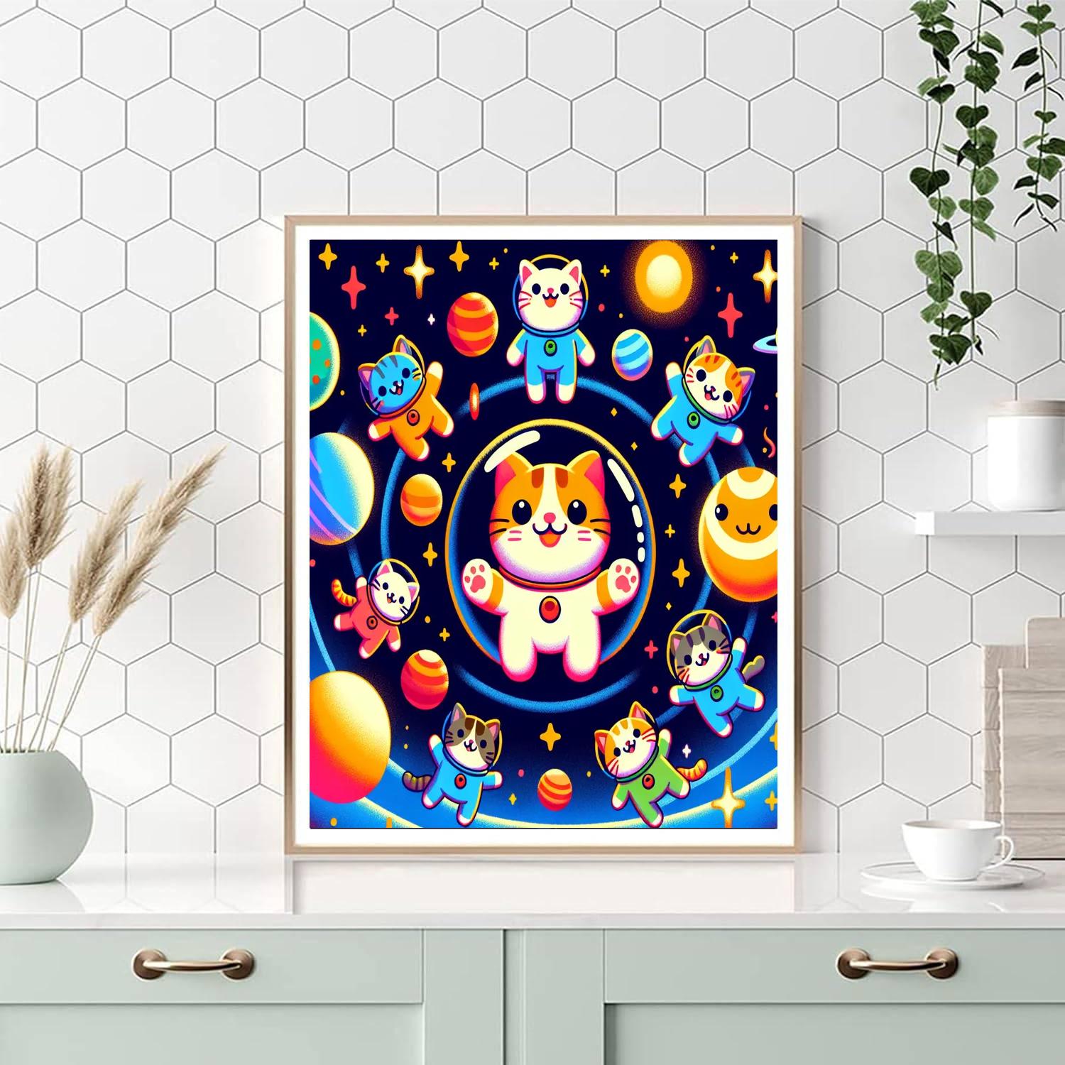 Galactic Kittens Adventure Number Painting