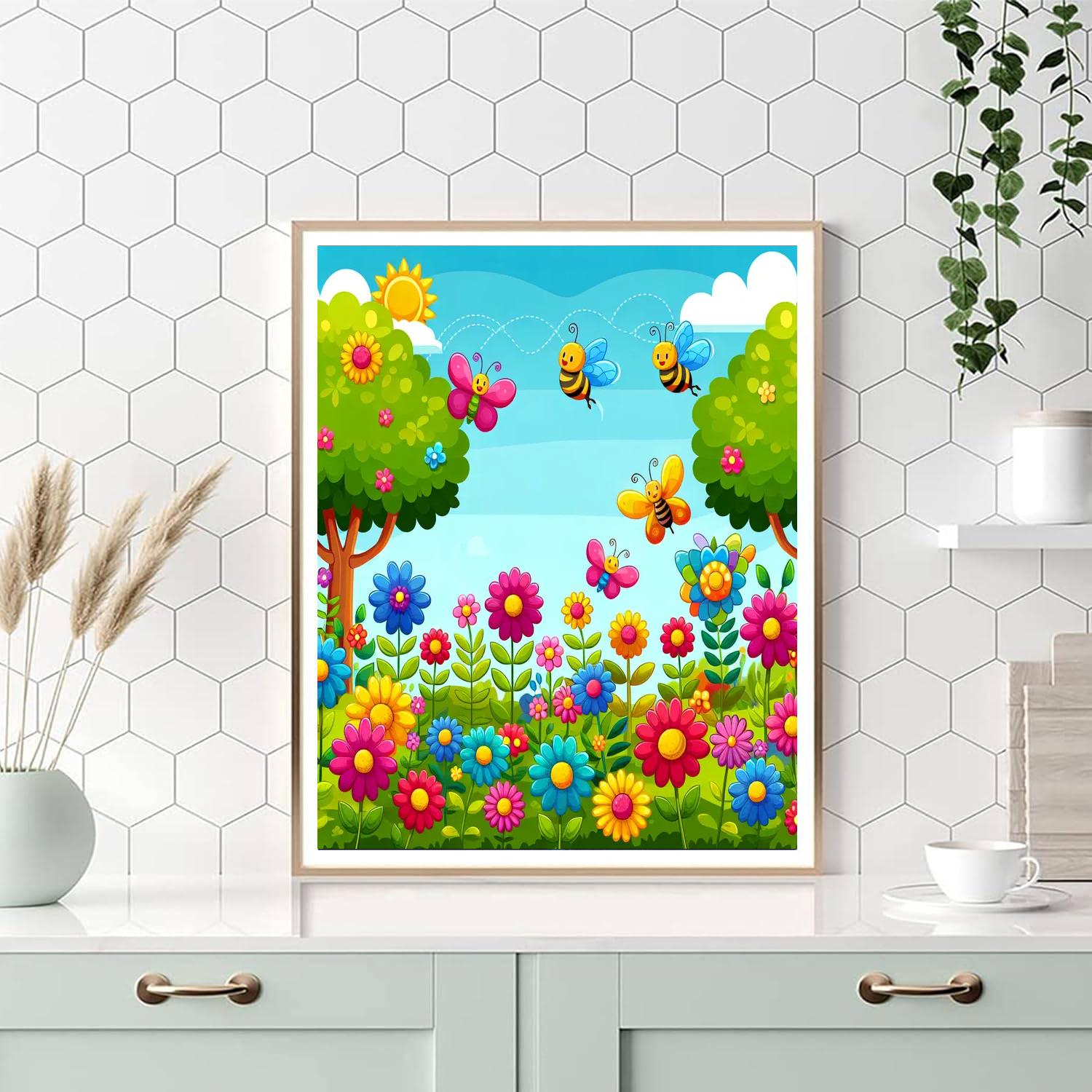 Colorful Rainbow Garden Number Painting