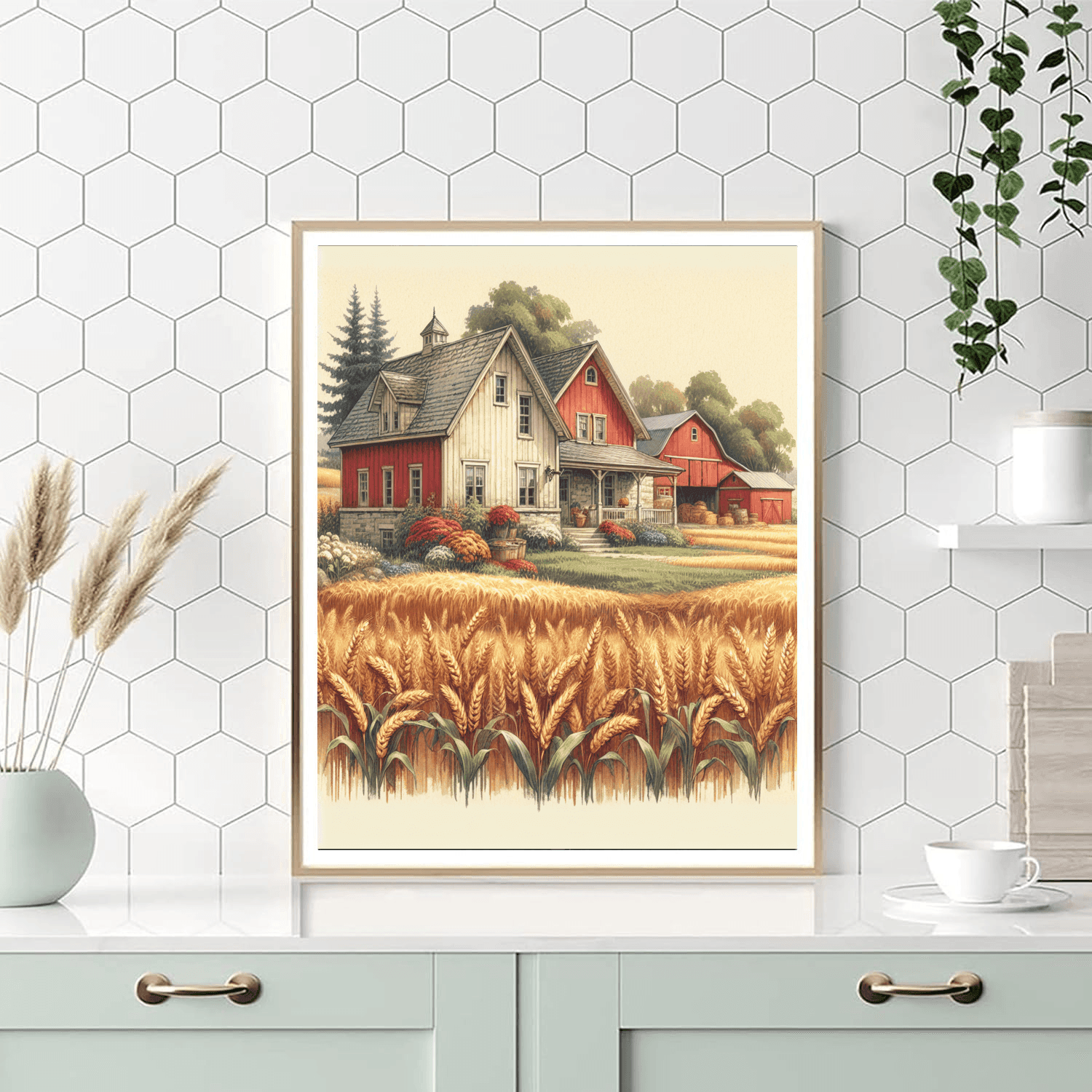 Rustic Farmhouse View Painting Number Kit