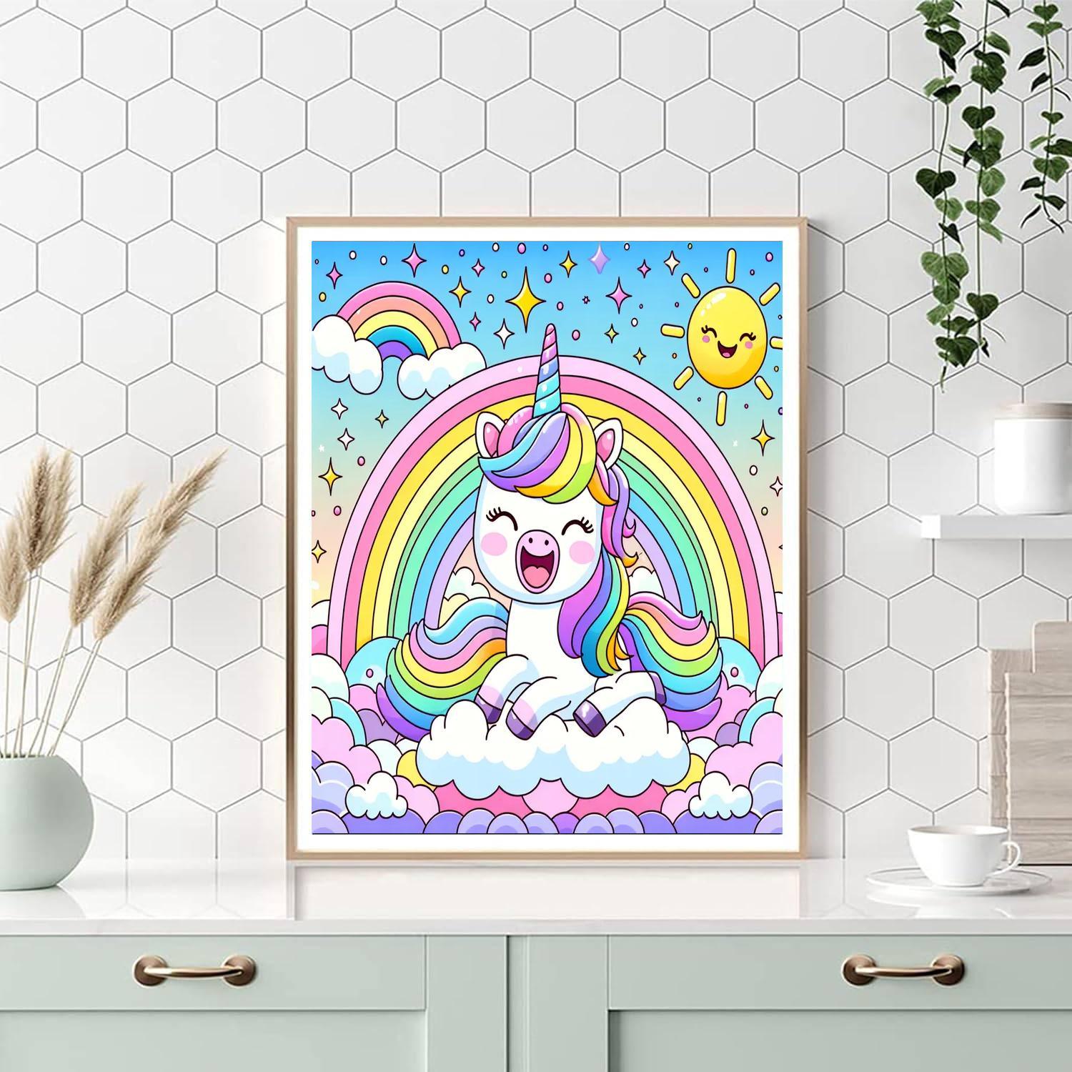 Joyful Rainbow Unicorn DIY Paint By Numbers