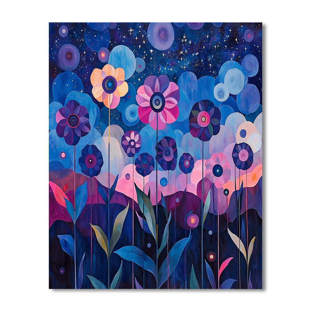 Georgia O'Keeffe Inspired Dreamlike Cosmic Flora  Number Painting