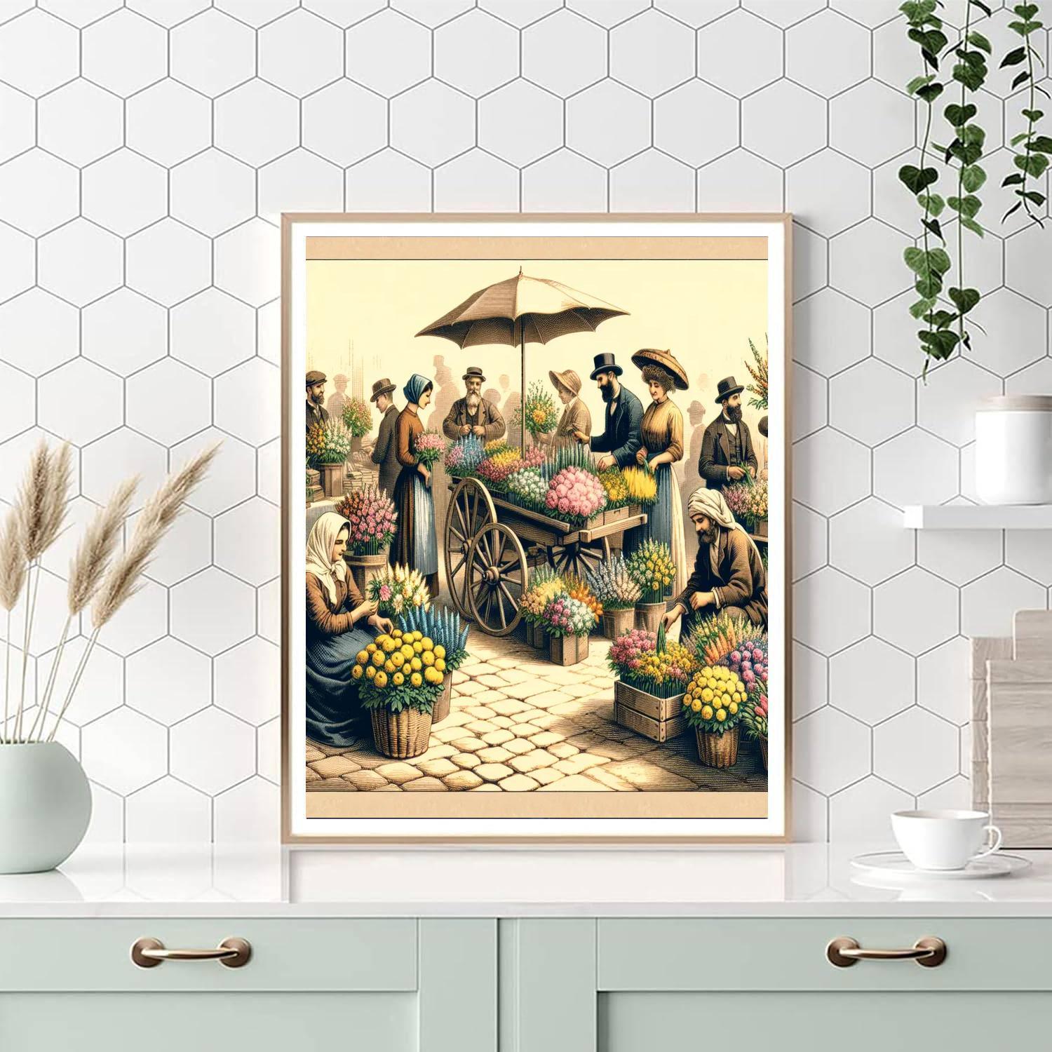 Vintage Flower Market Paint By Numbers Kits