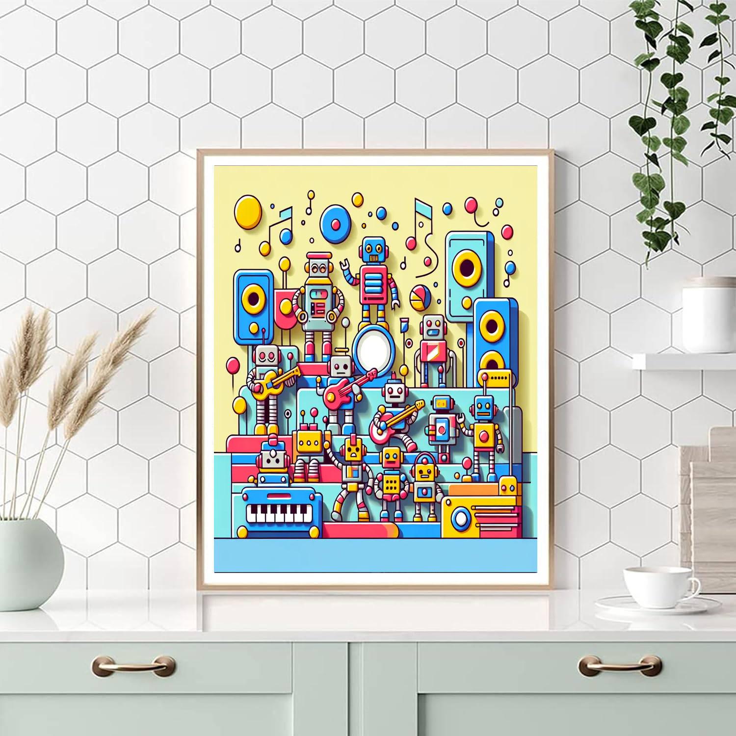 Robot Rock 'n' Roll Number Painting