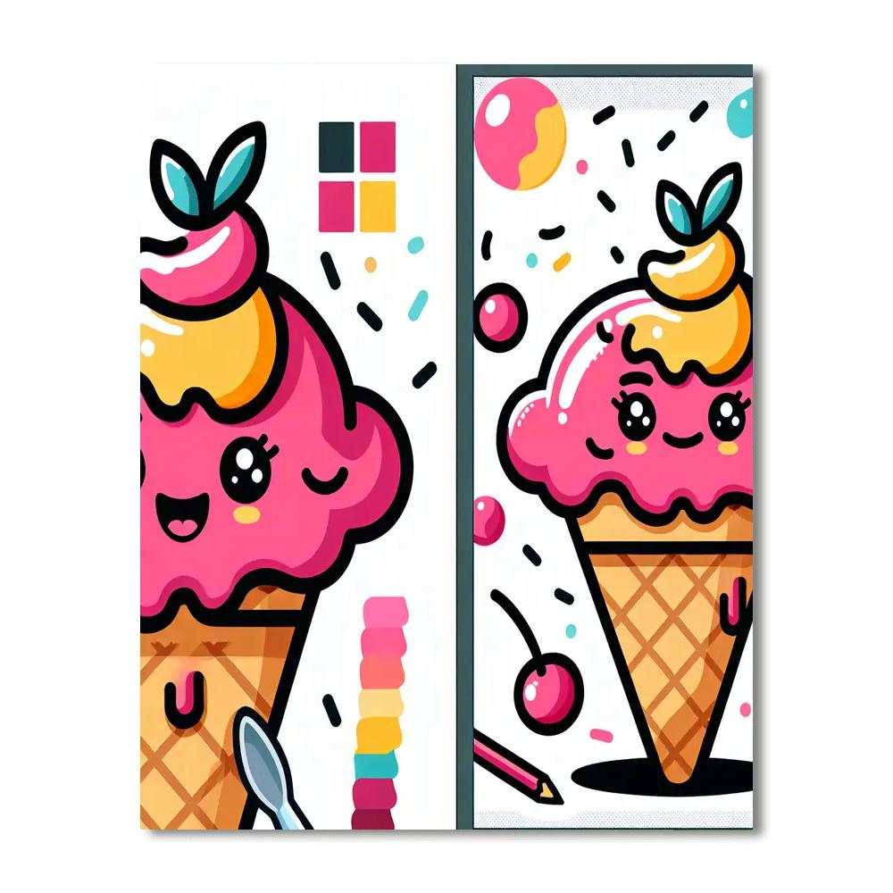 Sassy Ice Cream Monster Painting By Numbers Kit