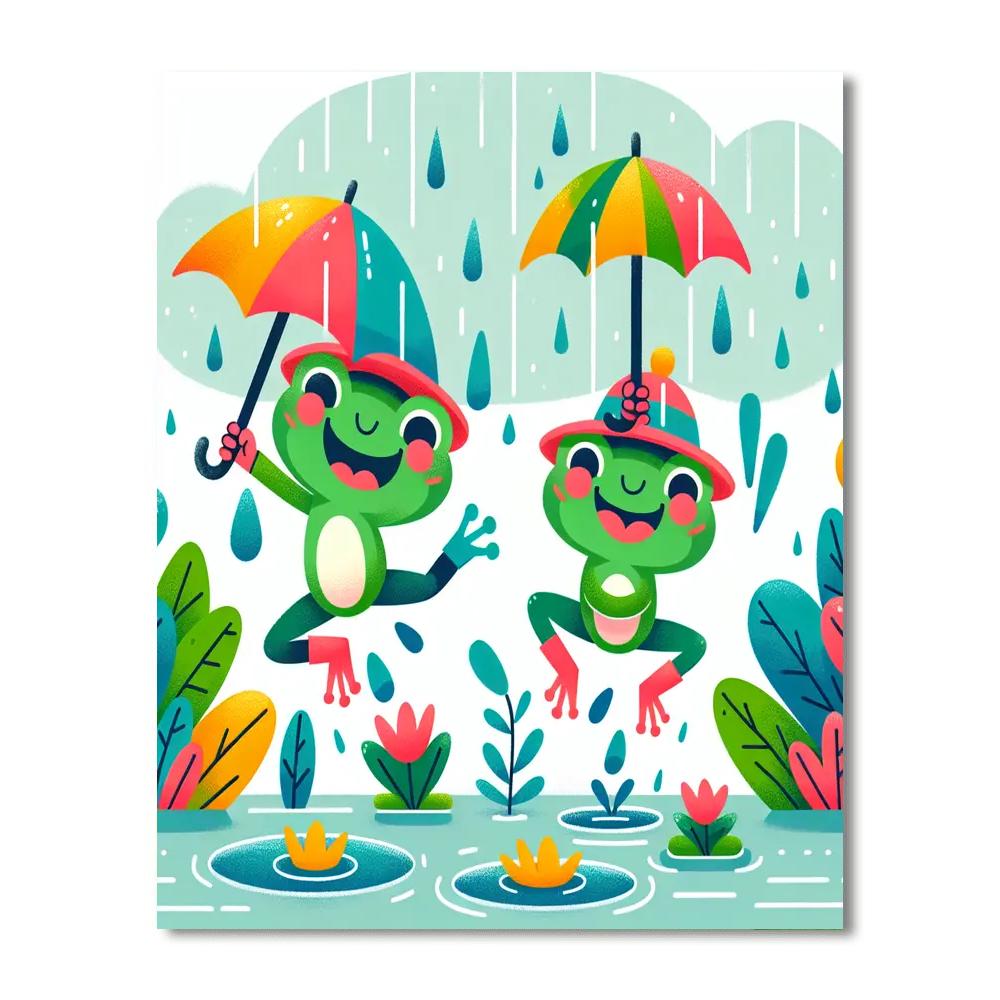 Rainy Day Frog Festival Number Painting