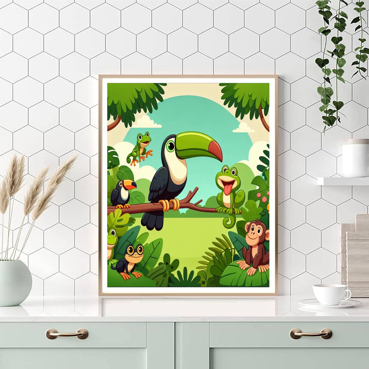 Rainforest Animal Adventure Painting Number Kit
